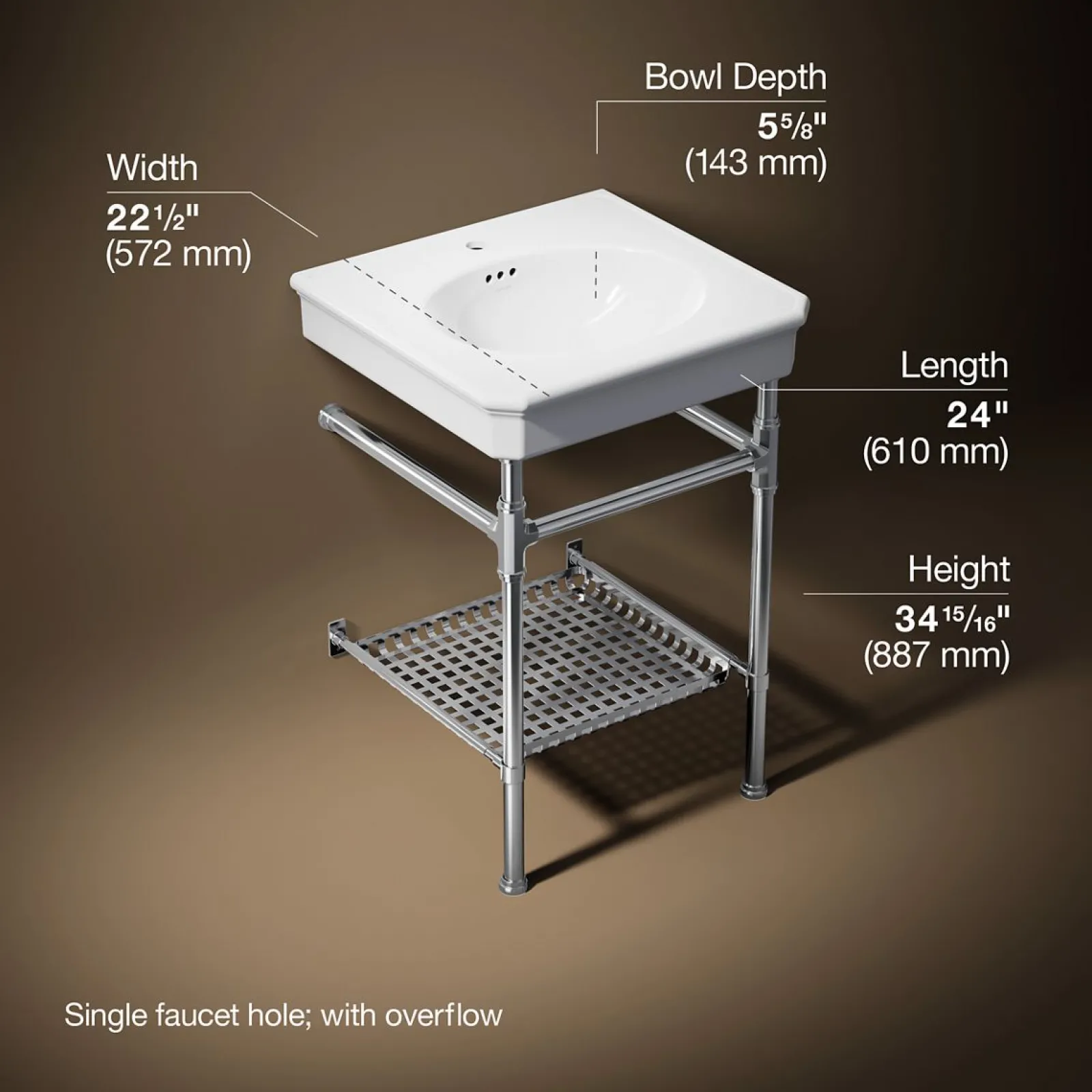 24" rectangular console table bathroom sink^Kohler Best
