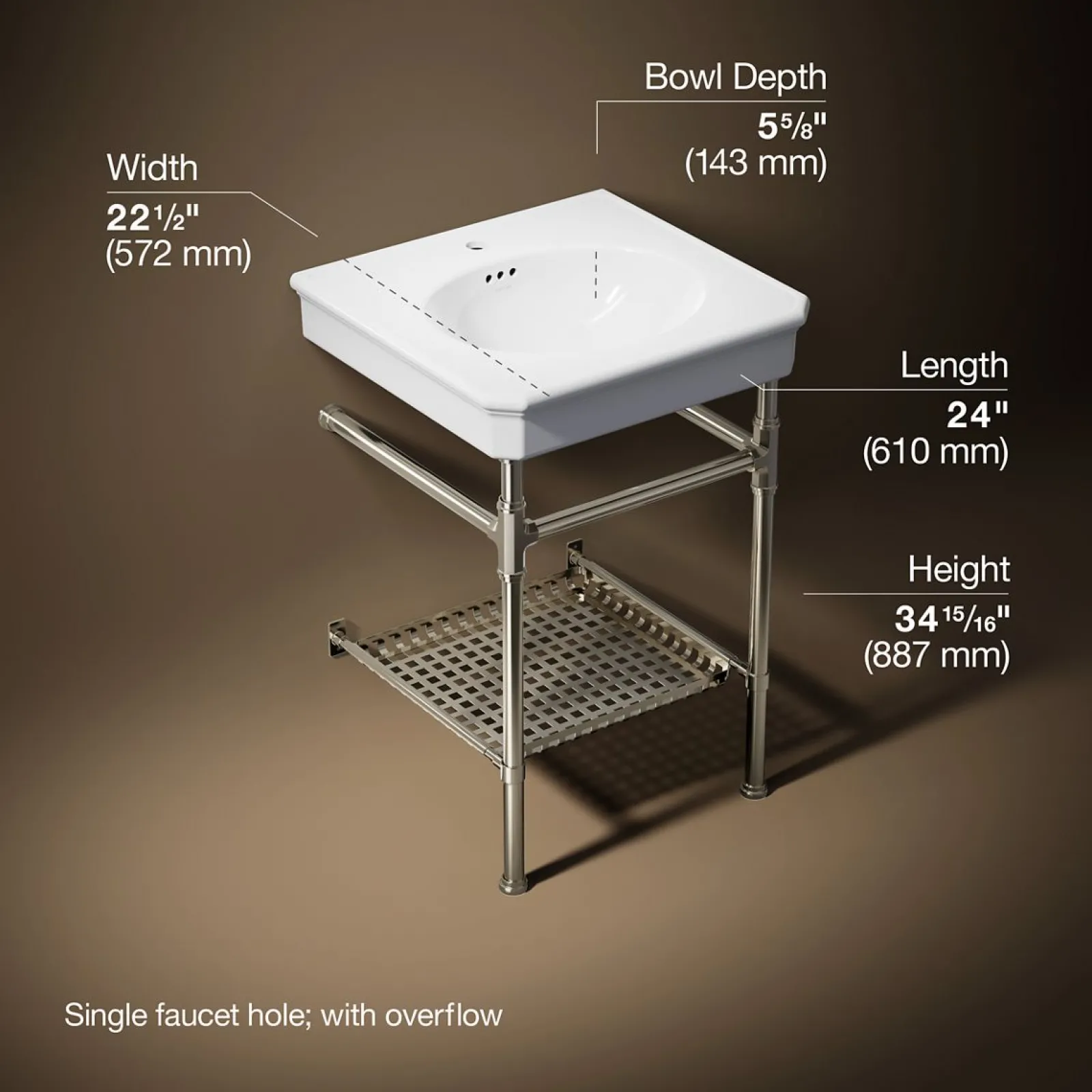 24" rectangular console table bathroom sink^Kohler Best