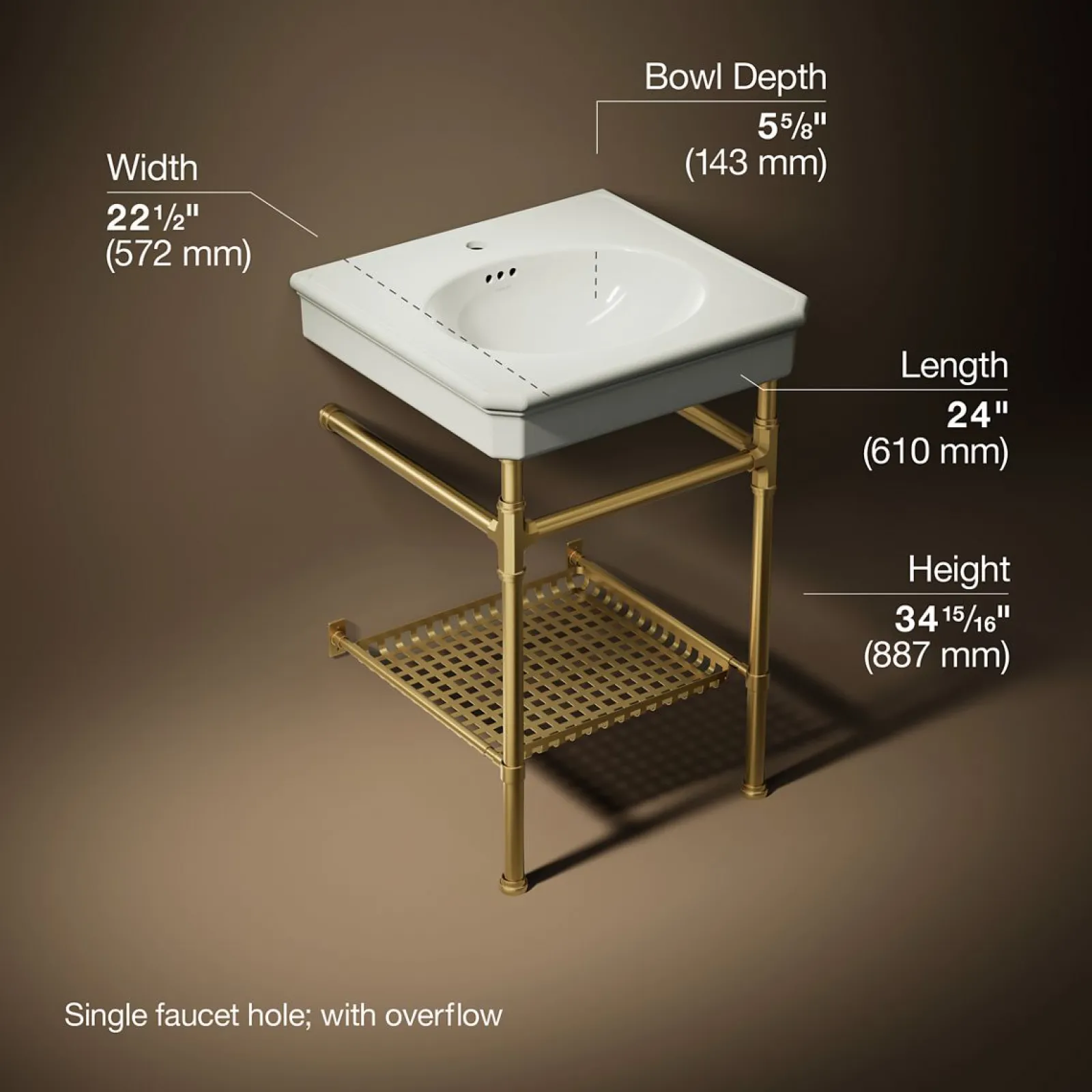 24" rectangular console table bathroom sink^Kohler Best