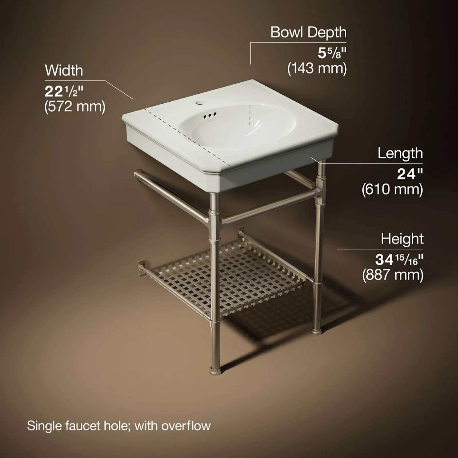 24" rectangular console table bathroom sink^Kohler Best