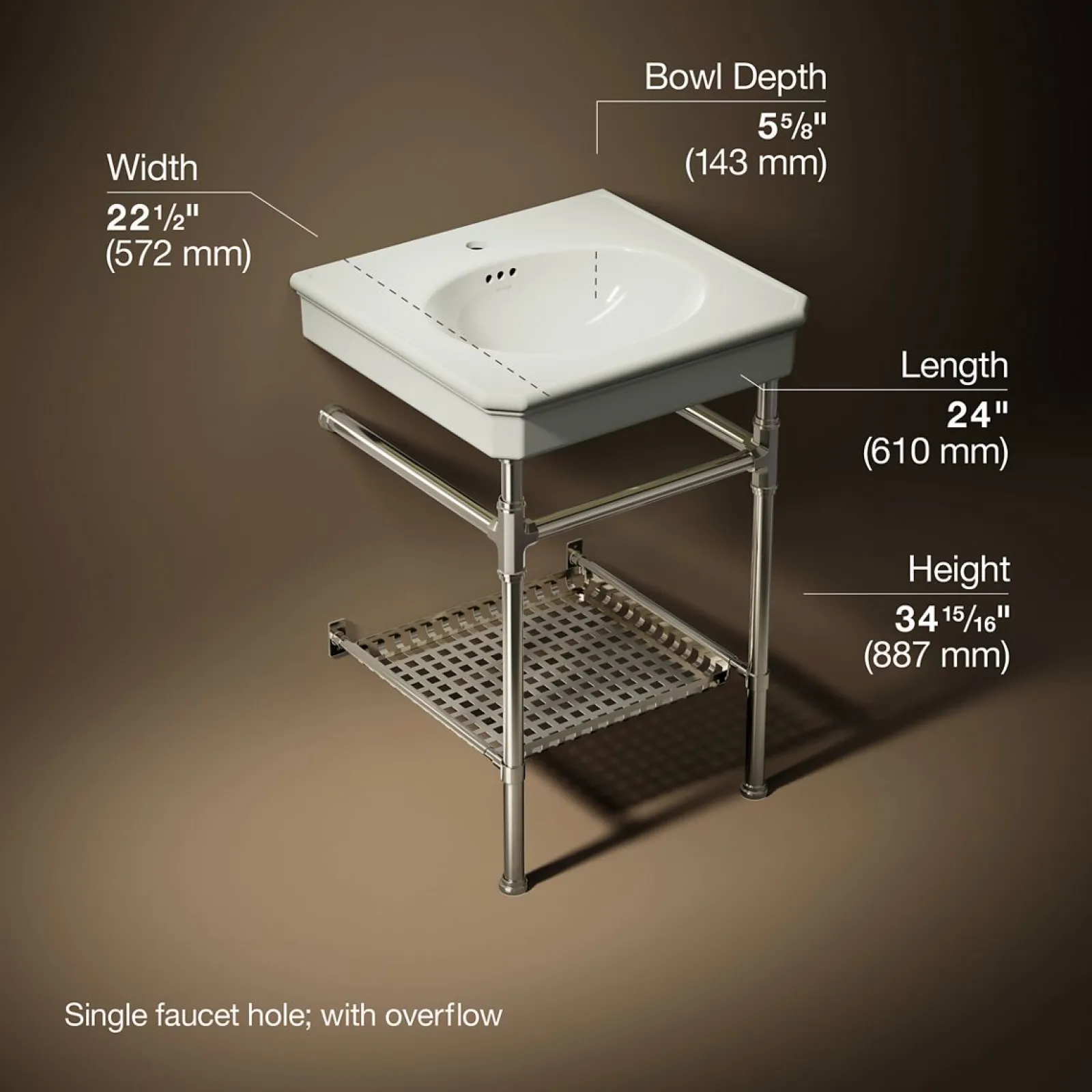 24" rectangular console table bathroom sink^Kohler Best
