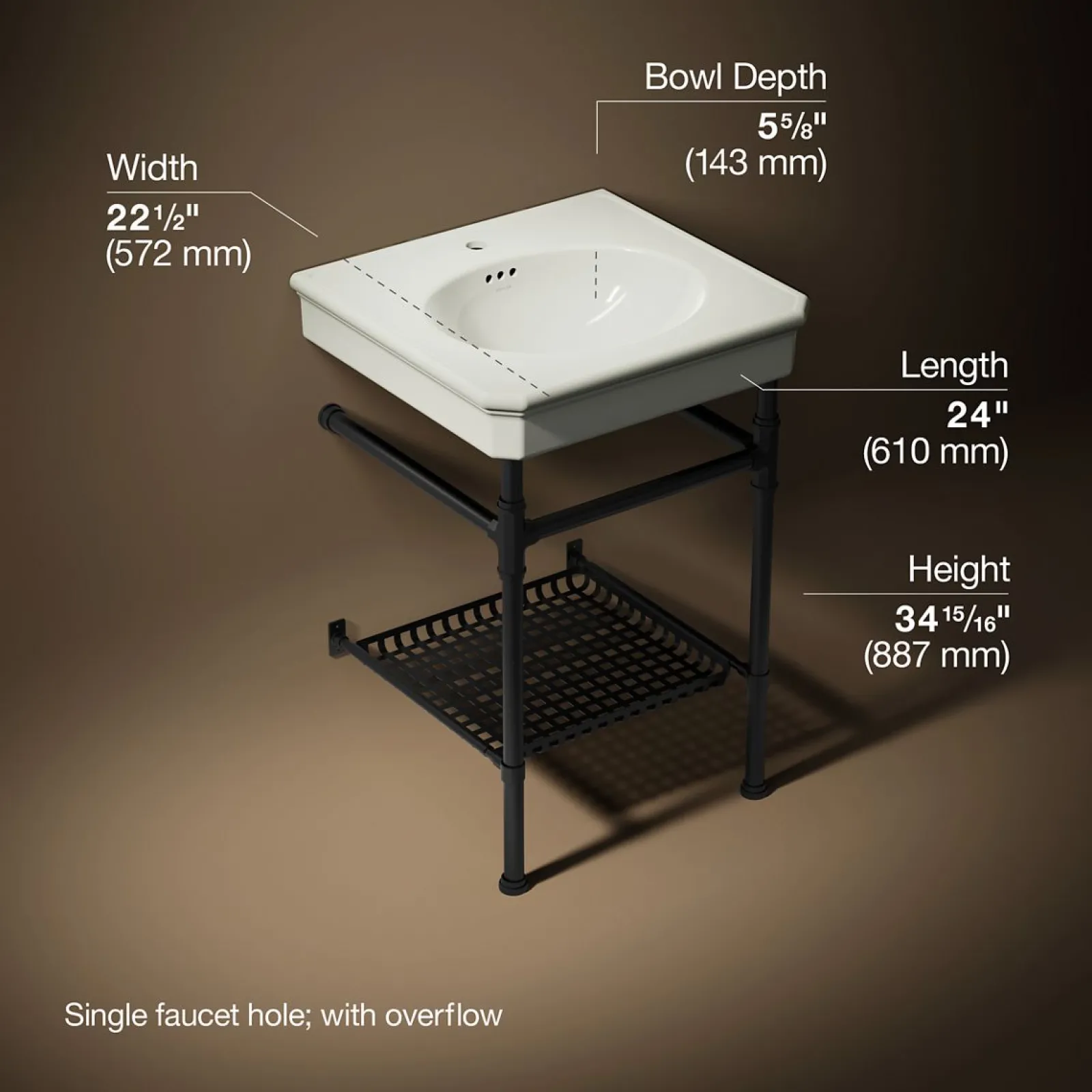 24" rectangular console table bathroom sink^Kohler Best