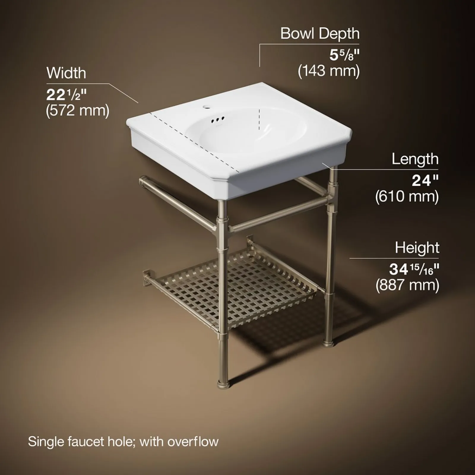 24" rectangular console table bathroom sink^Kohler Best