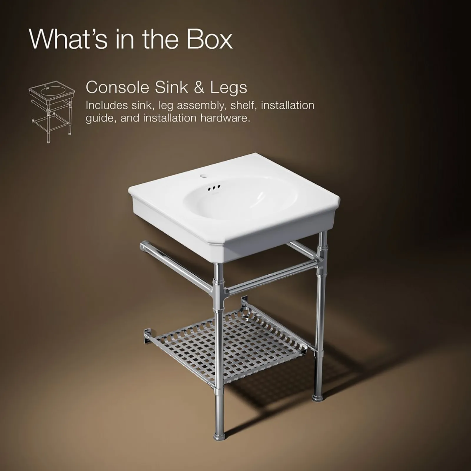 24" rectangular console table bathroom sink^Kohler Best