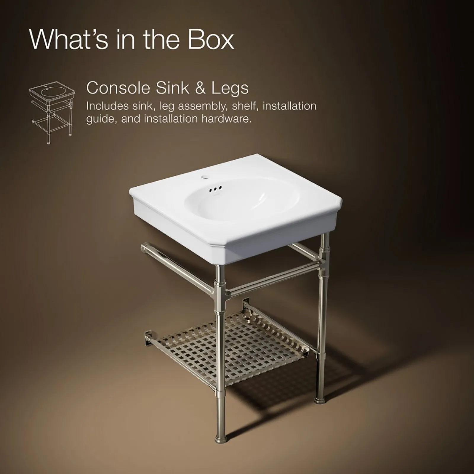 24" rectangular console table bathroom sink^Kohler Best