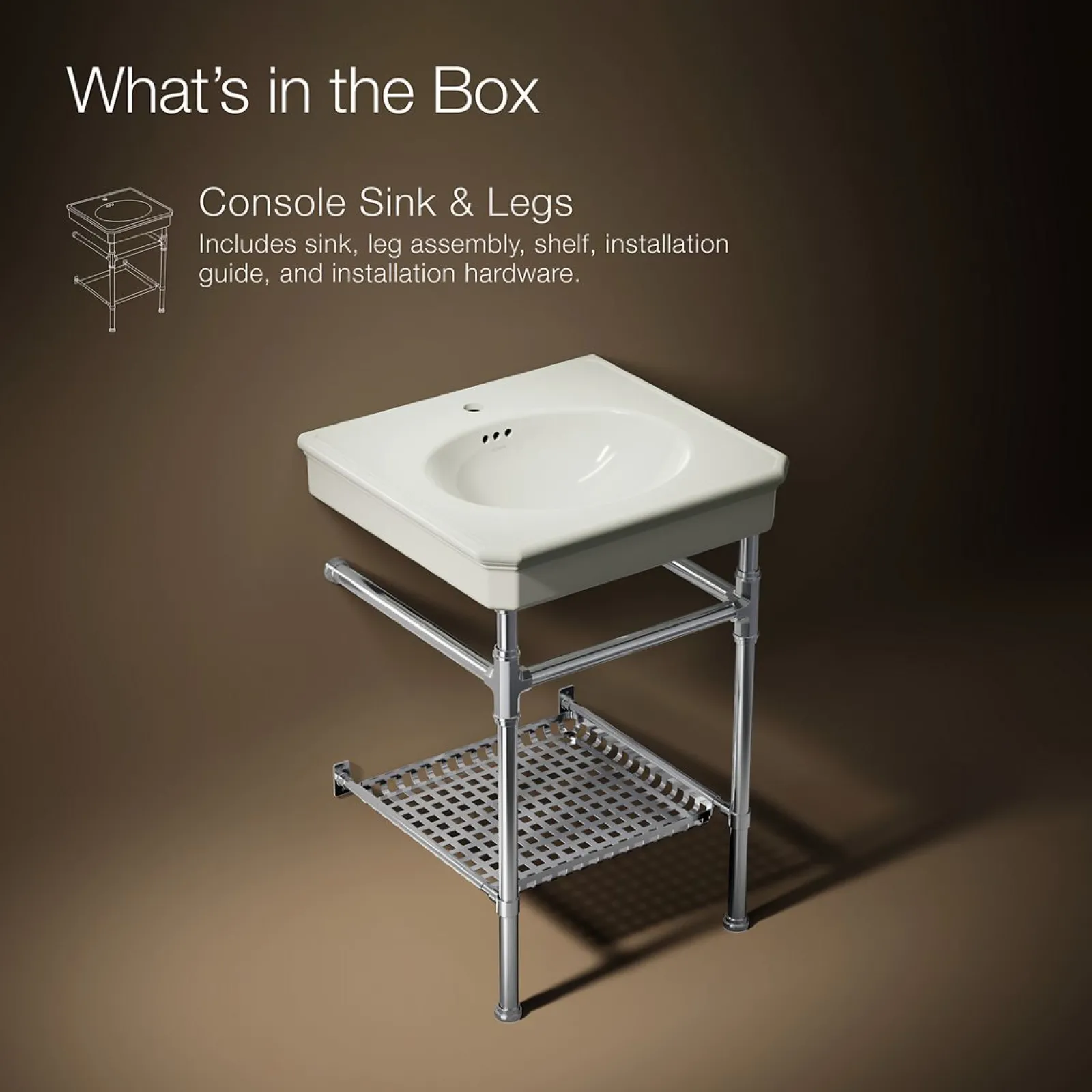 24" rectangular console table bathroom sink^Kohler Best