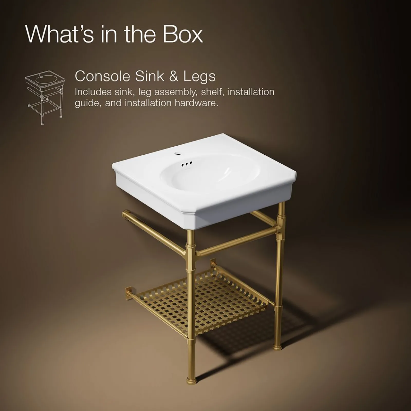 24" rectangular console table bathroom sink^Kohler Best