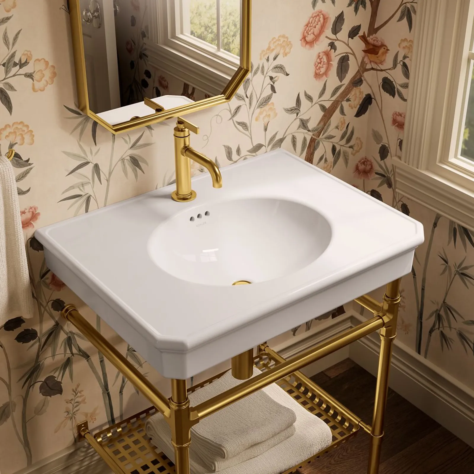 30" rectangular console table bathroom sink^Kohler Best