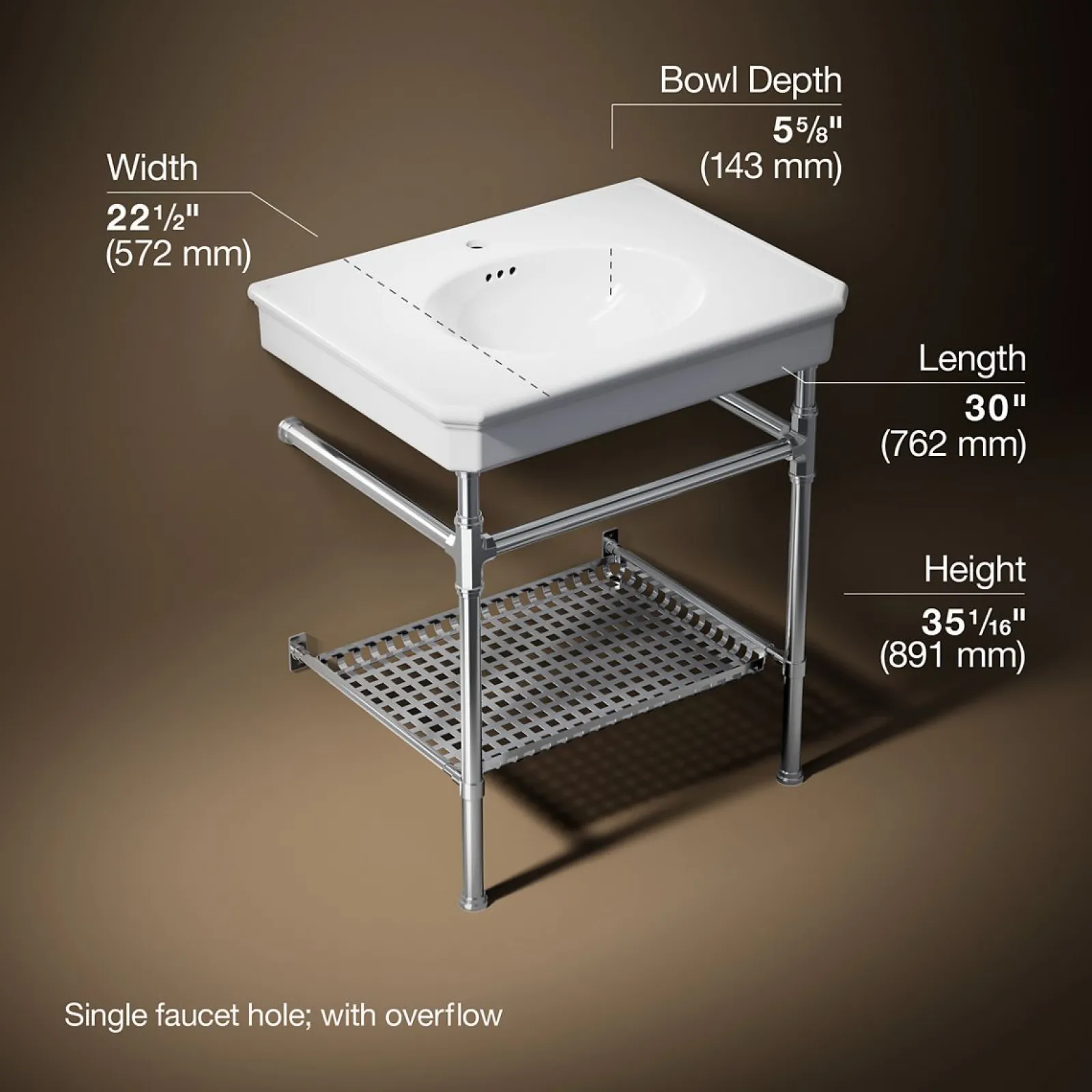 30" rectangular console table bathroom sink^Kohler Best