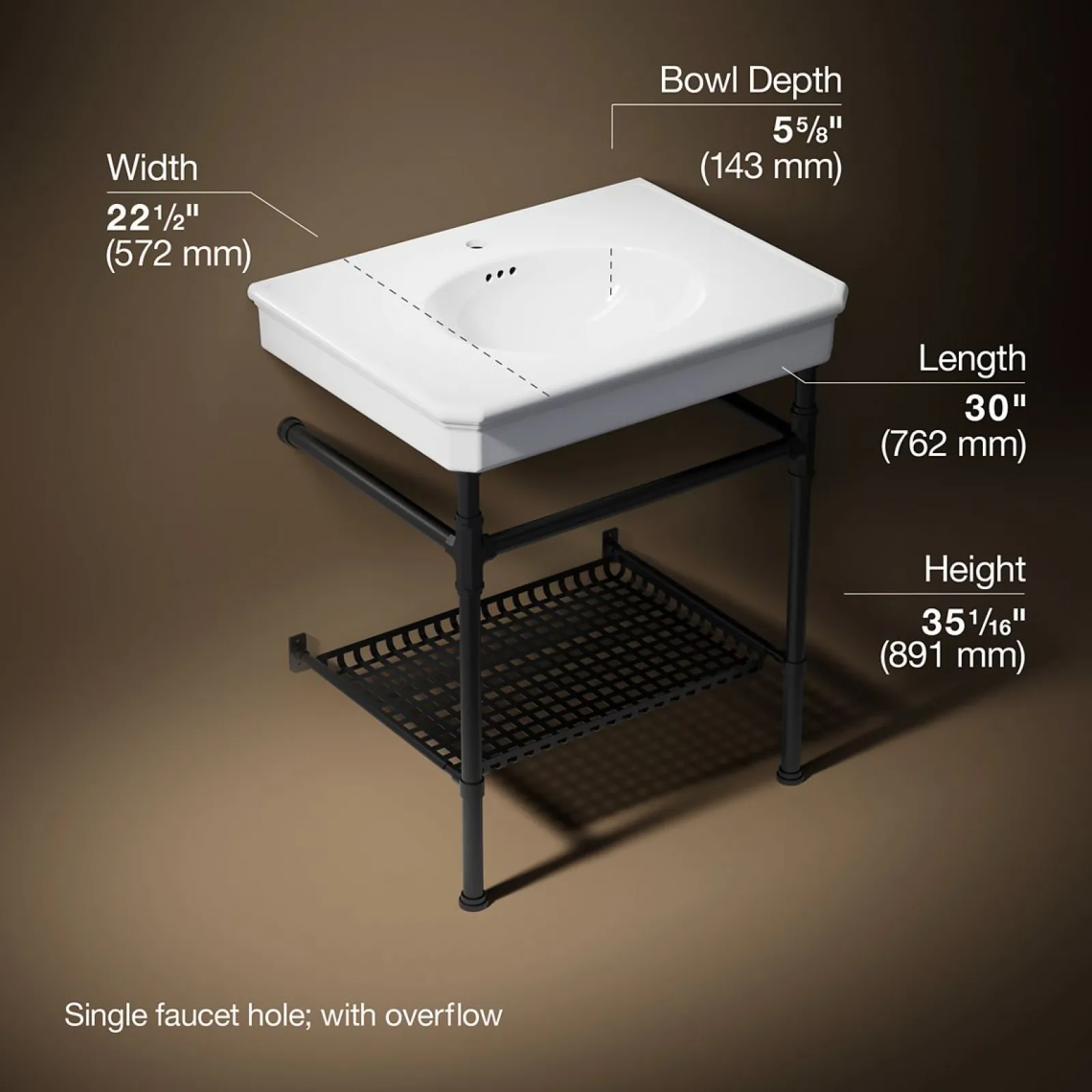 30" rectangular console table bathroom sink^Kohler Best