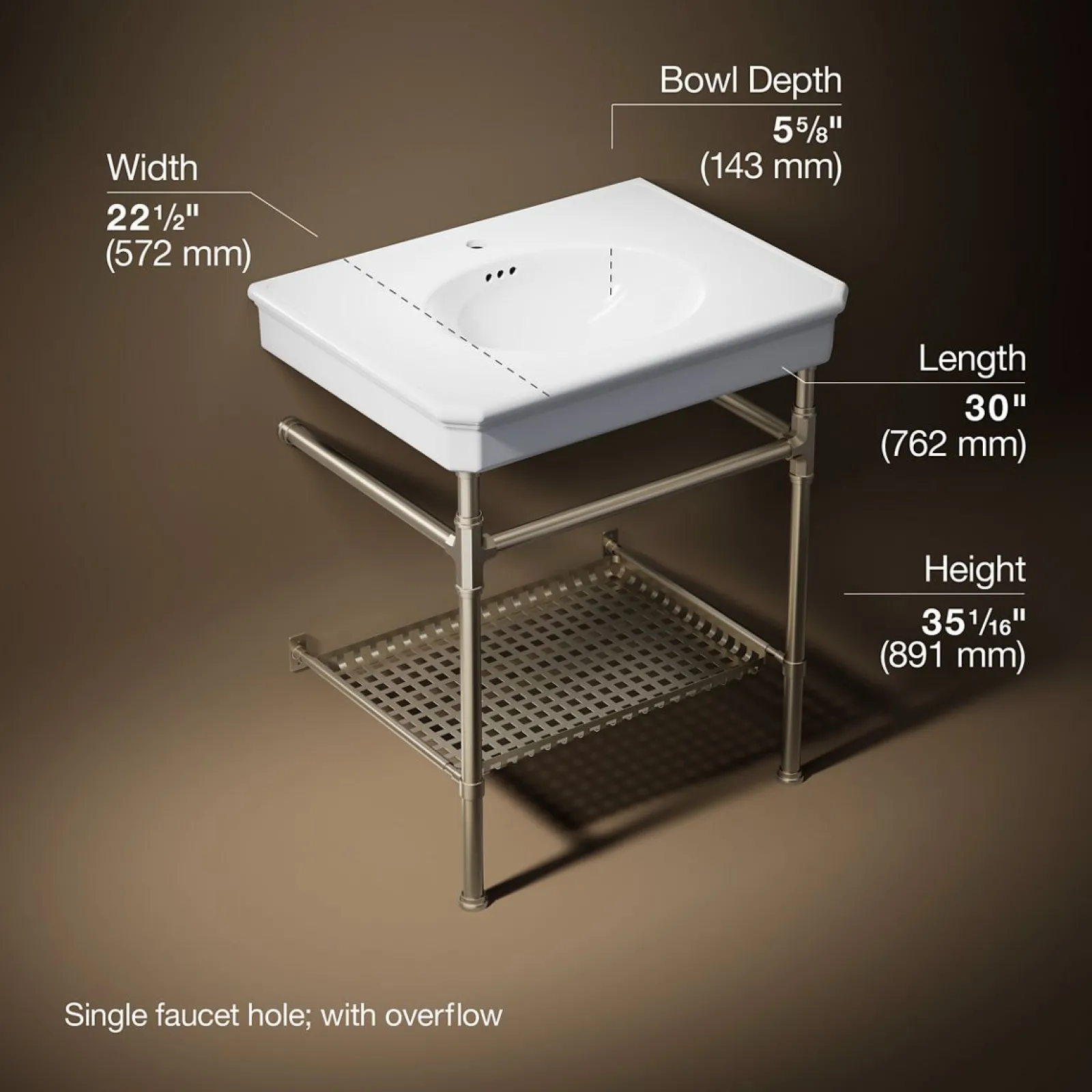 30" rectangular console table bathroom sink^Kohler Best