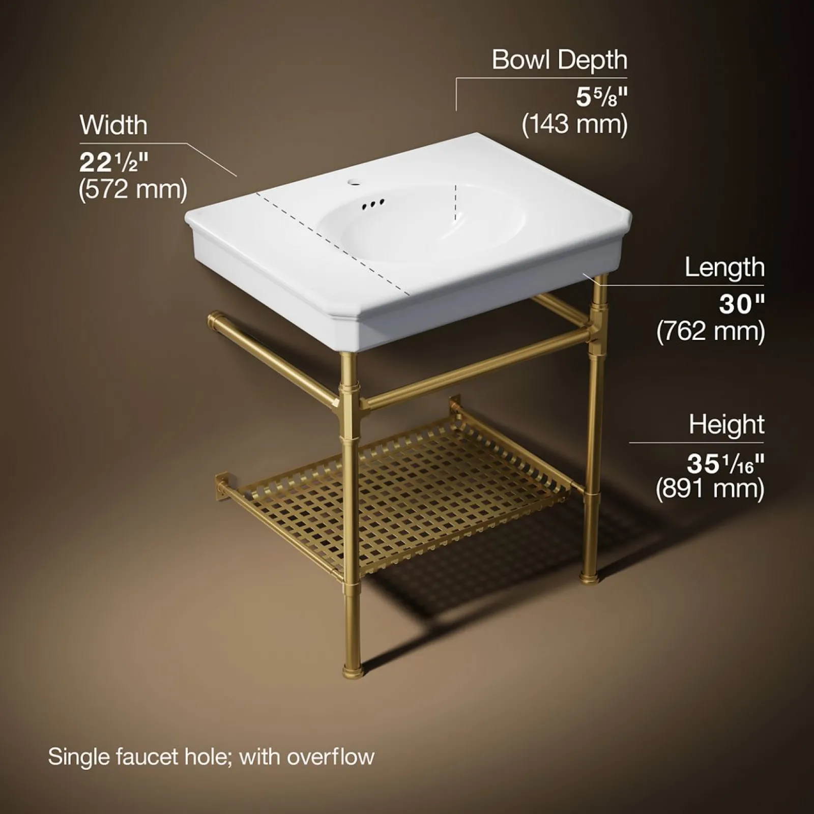 30" rectangular console table bathroom sink^Kohler Best