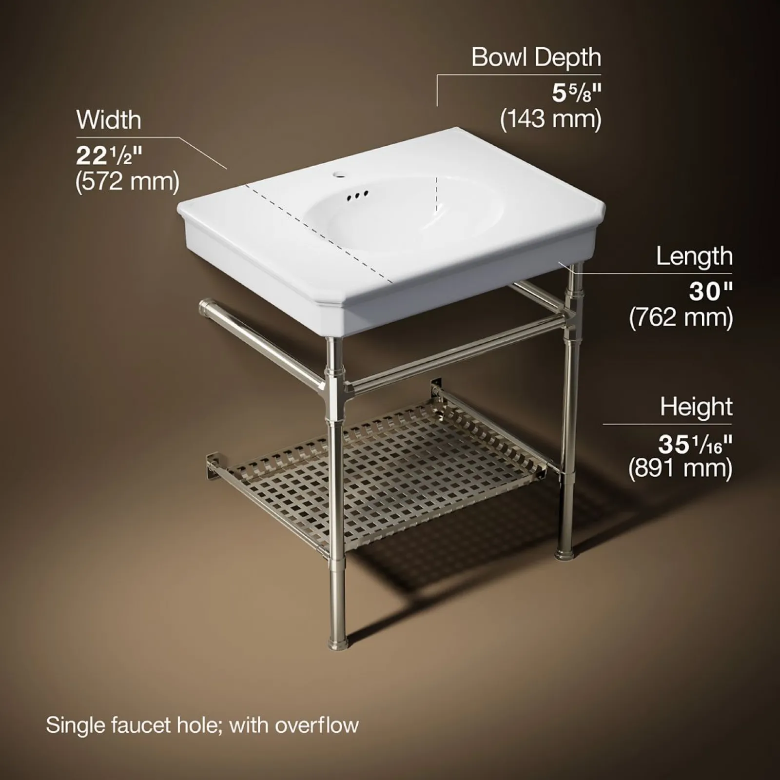 30" rectangular console table bathroom sink^Kohler Best