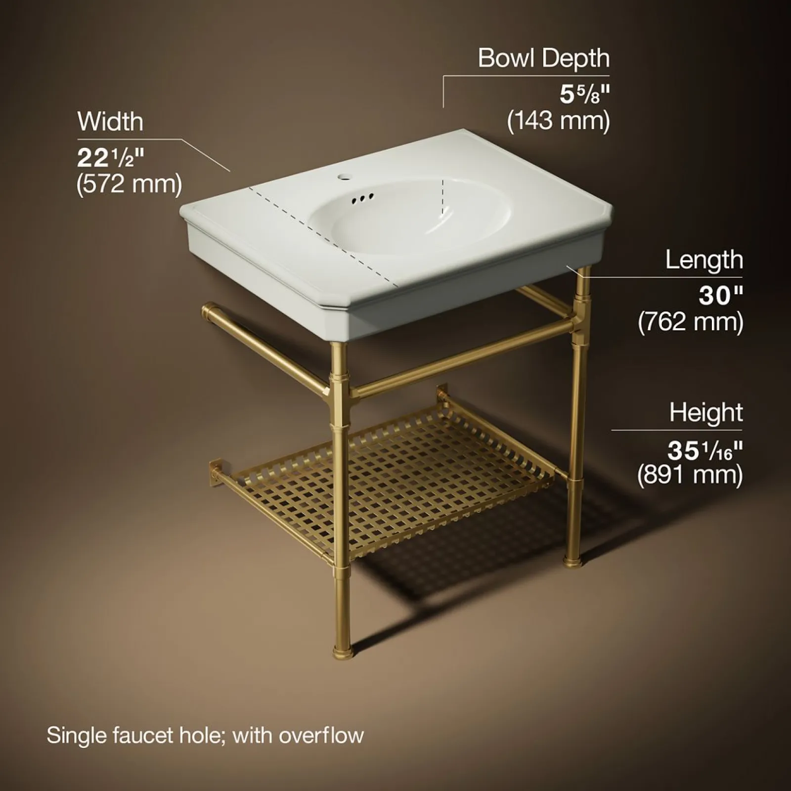 30" rectangular console table bathroom sink^Kohler Best