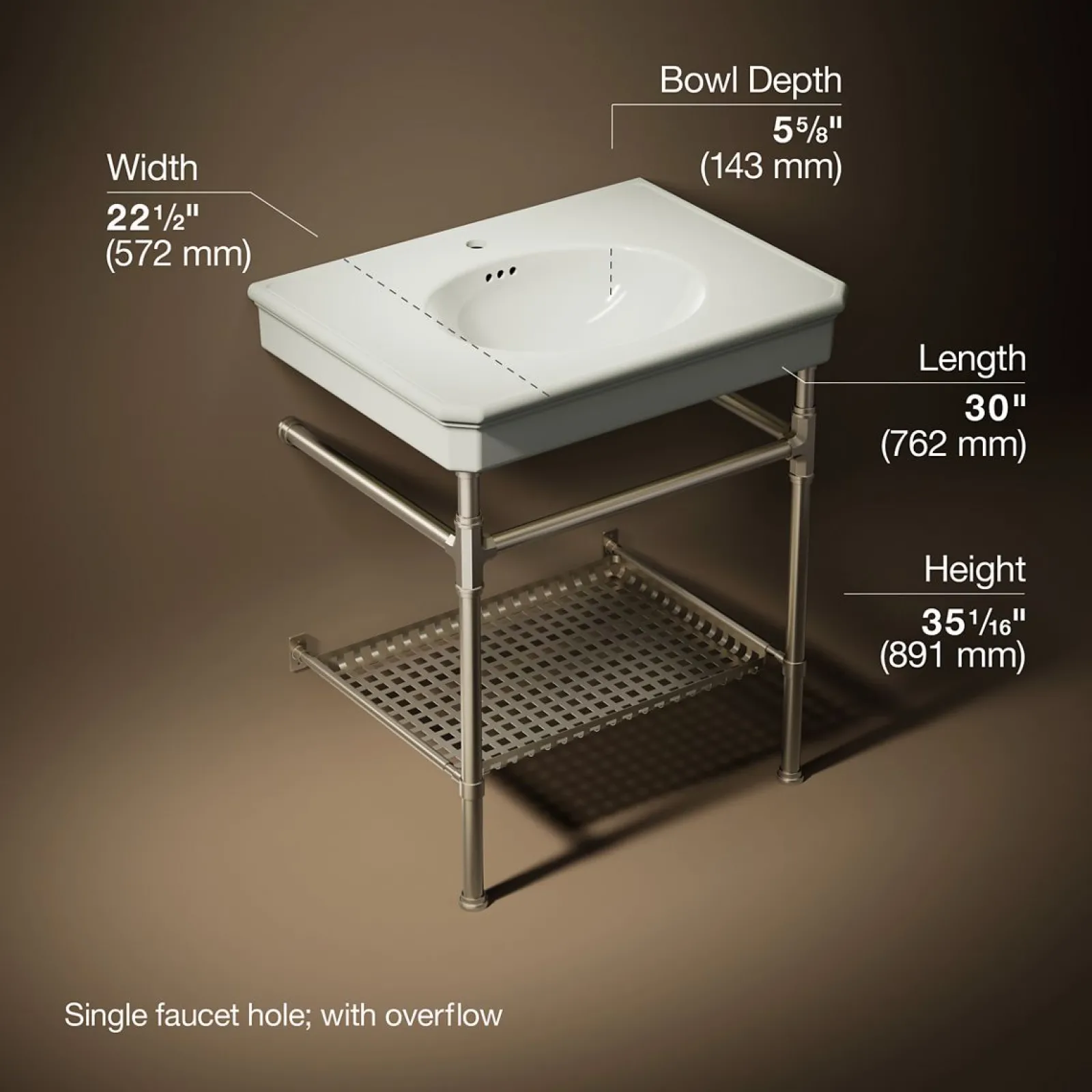 30" rectangular console table bathroom sink^Kohler Best
