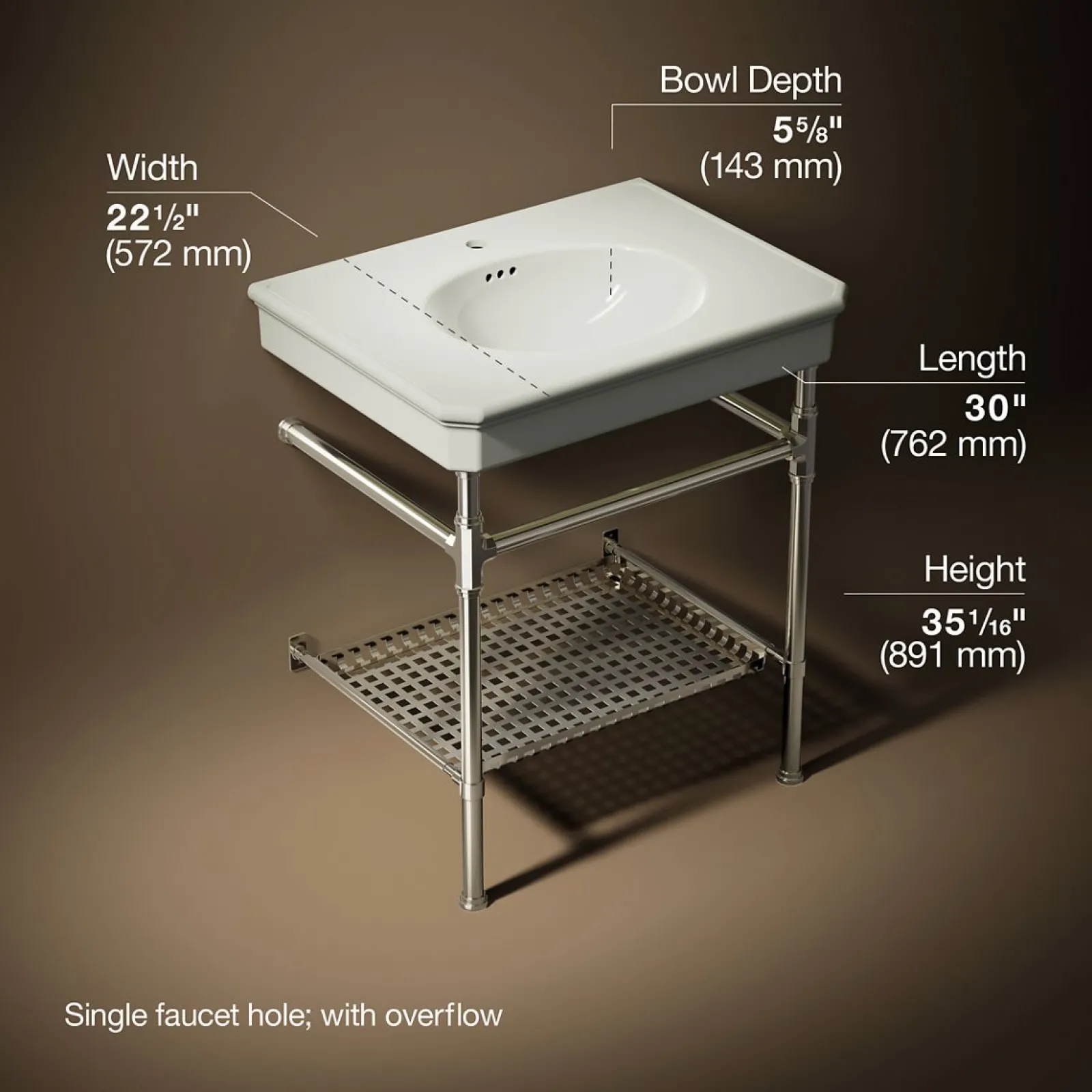 30" rectangular console table bathroom sink^Kohler Best
