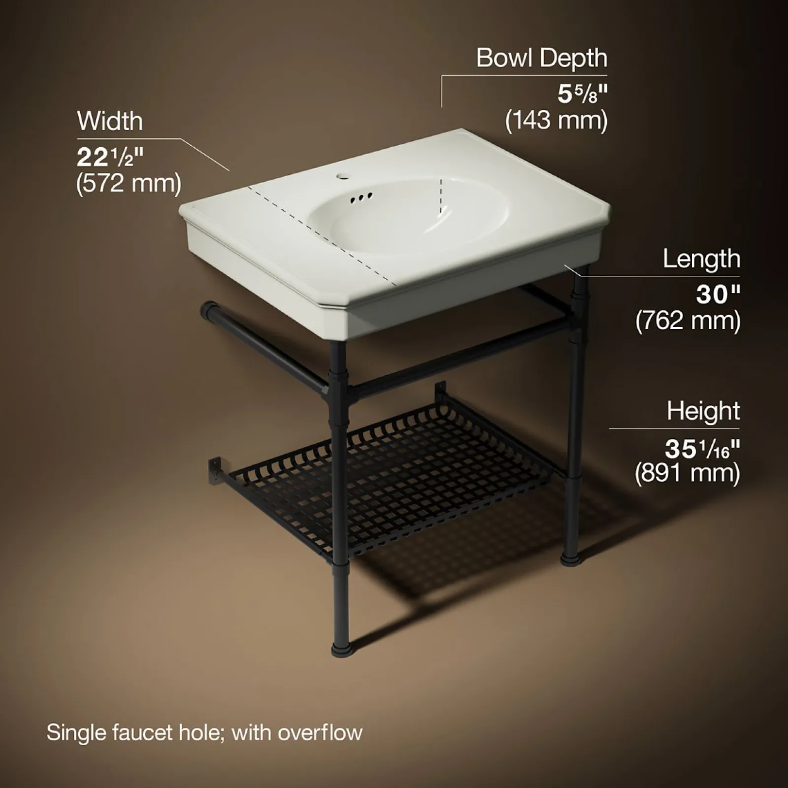 30" rectangular console table bathroom sink^Kohler Best