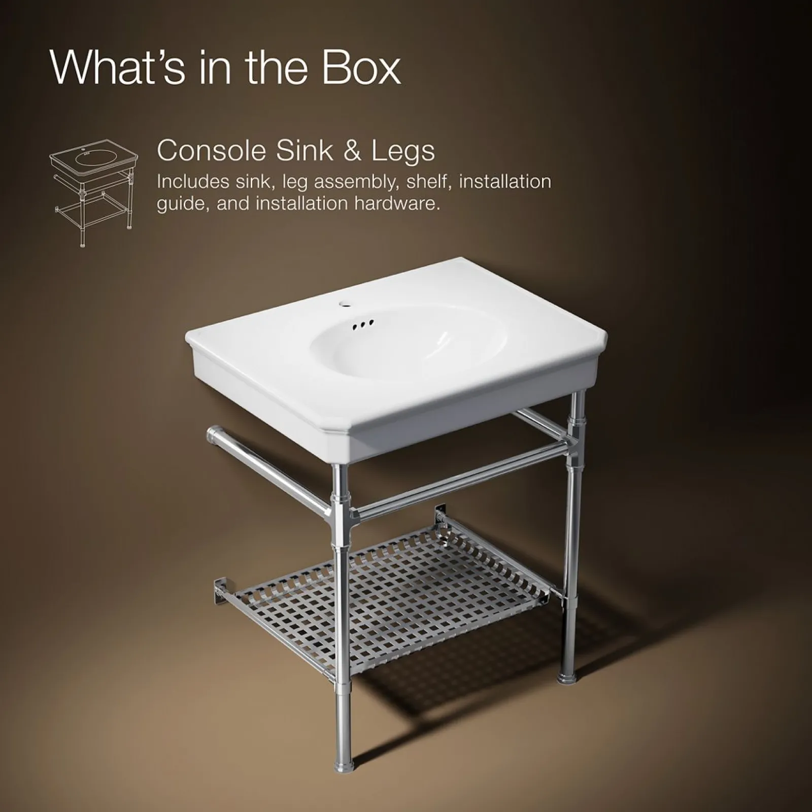 30" rectangular console table bathroom sink^Kohler Best
