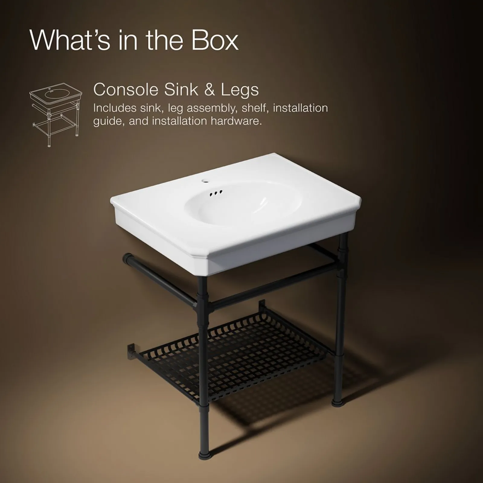 30" rectangular console table bathroom sink^Kohler Best