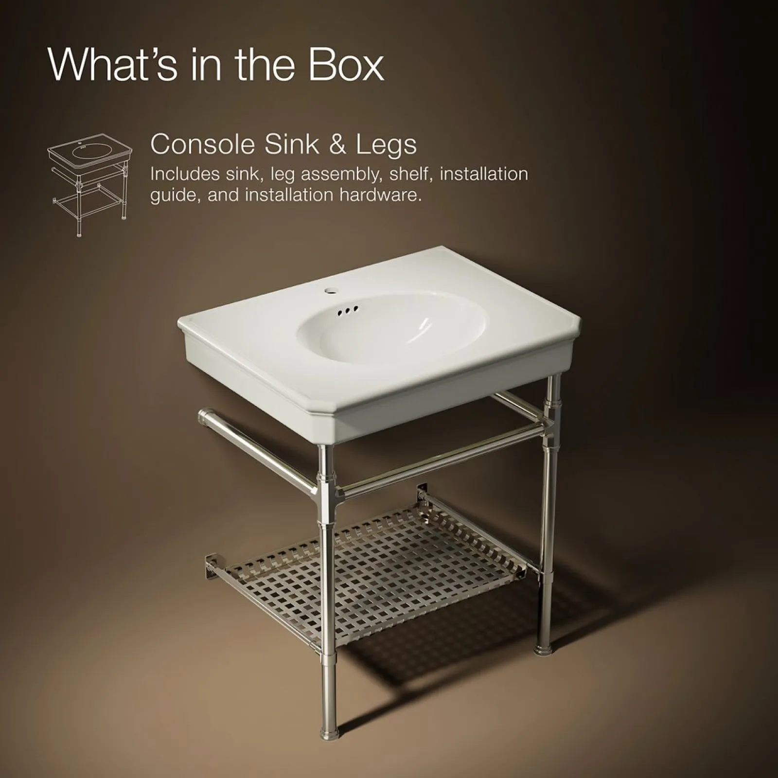 30" rectangular console table bathroom sink^Kohler Best