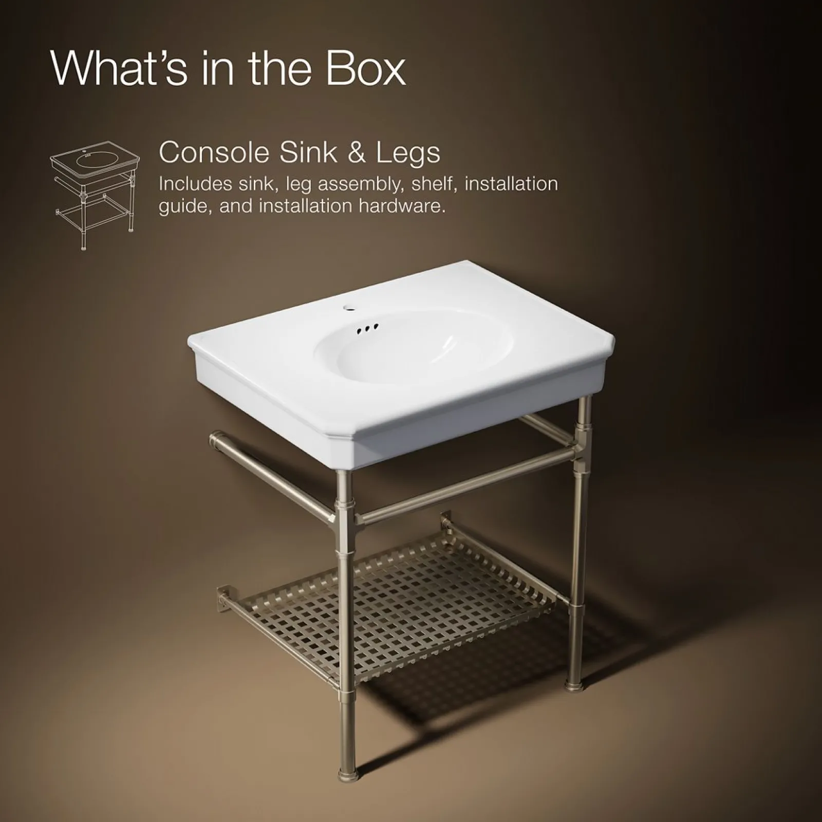 30" rectangular console table bathroom sink^Kohler Best
