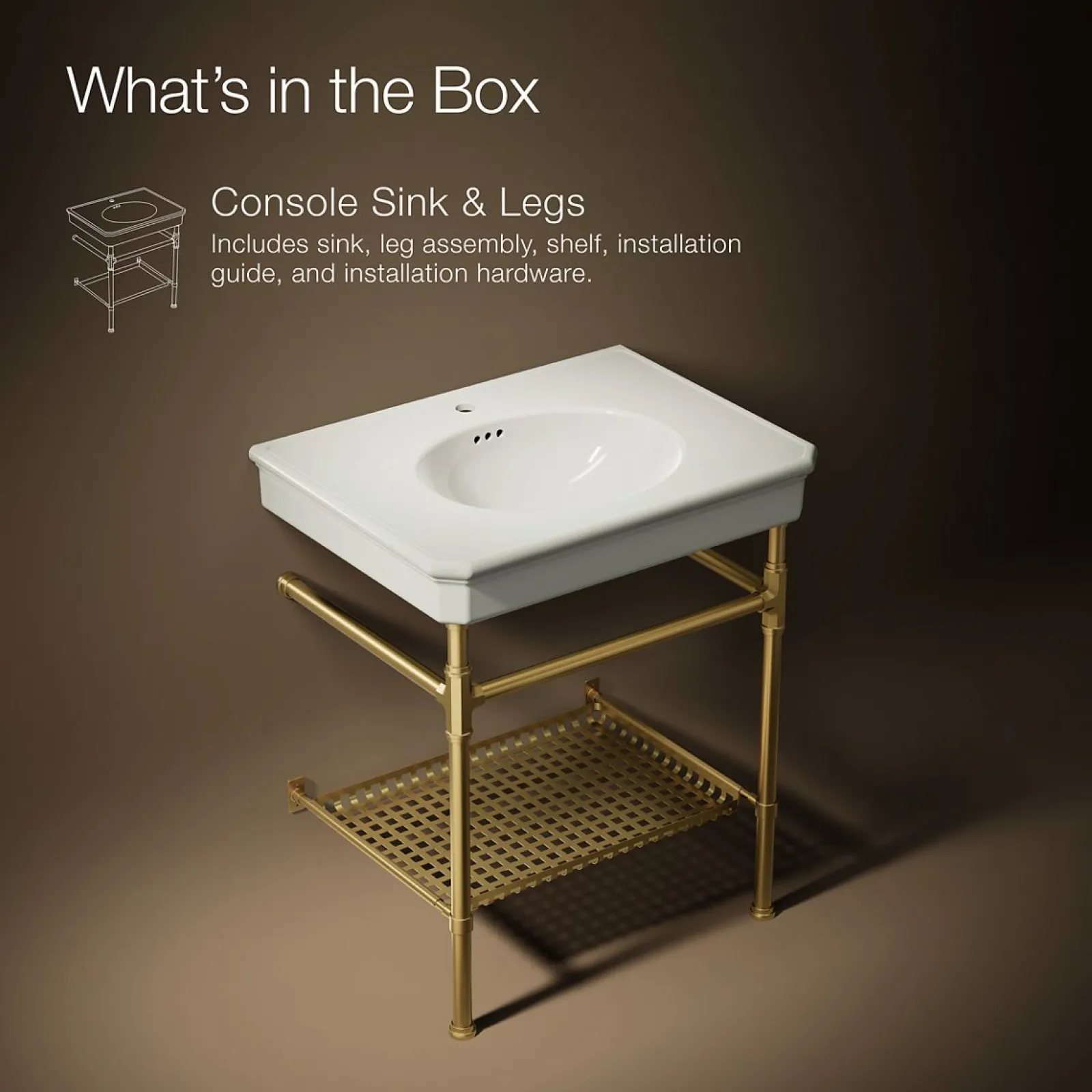 30" rectangular console table bathroom sink^Kohler Best