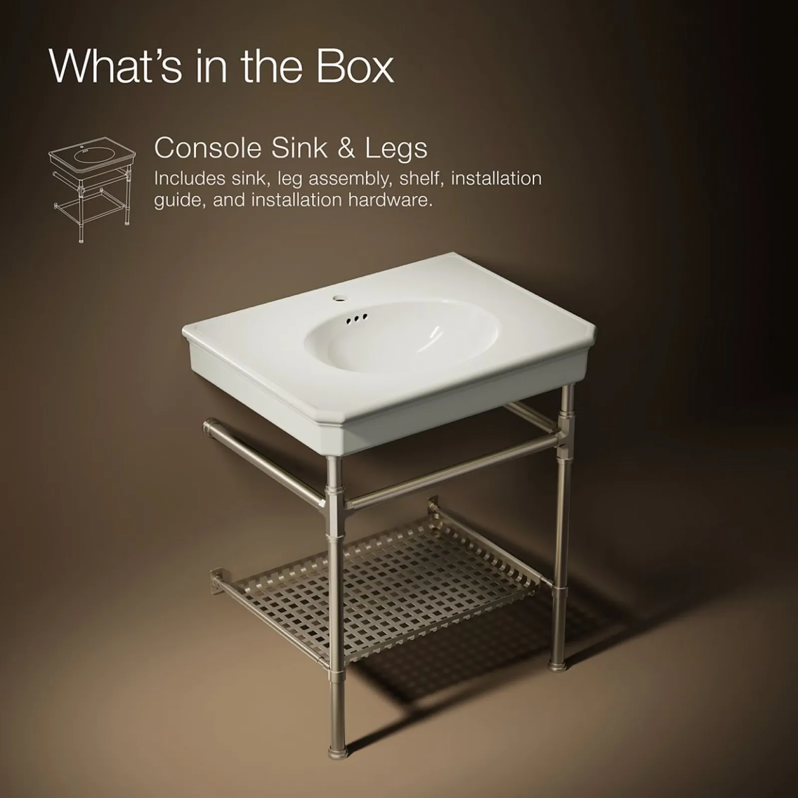 30" rectangular console table bathroom sink^Kohler Best