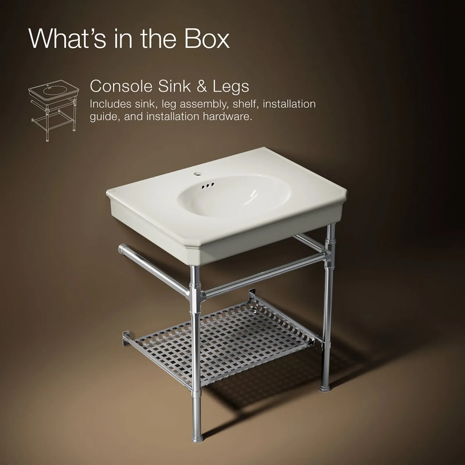 30" rectangular console table bathroom sink^Kohler Best