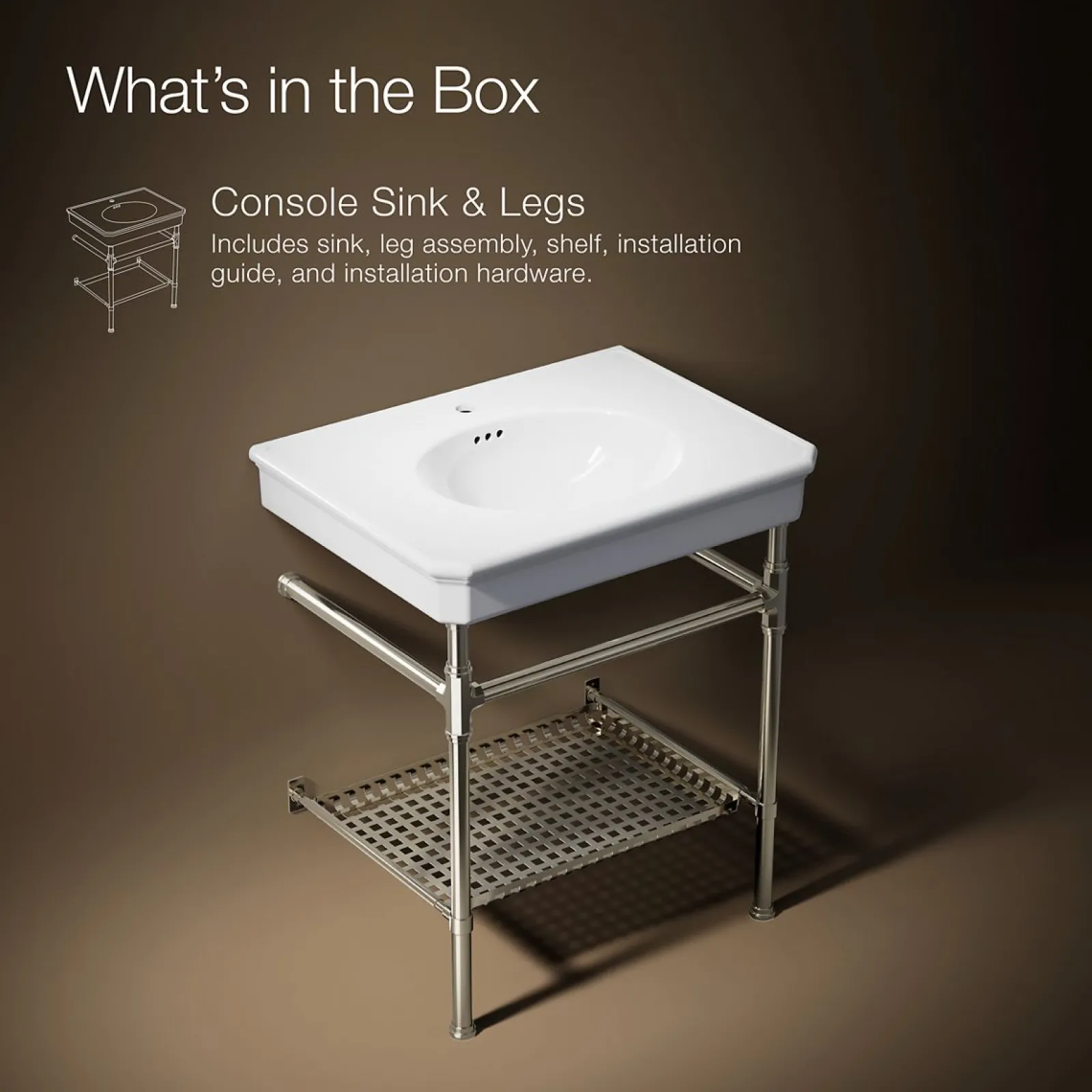 30" rectangular console table bathroom sink^Kohler Best