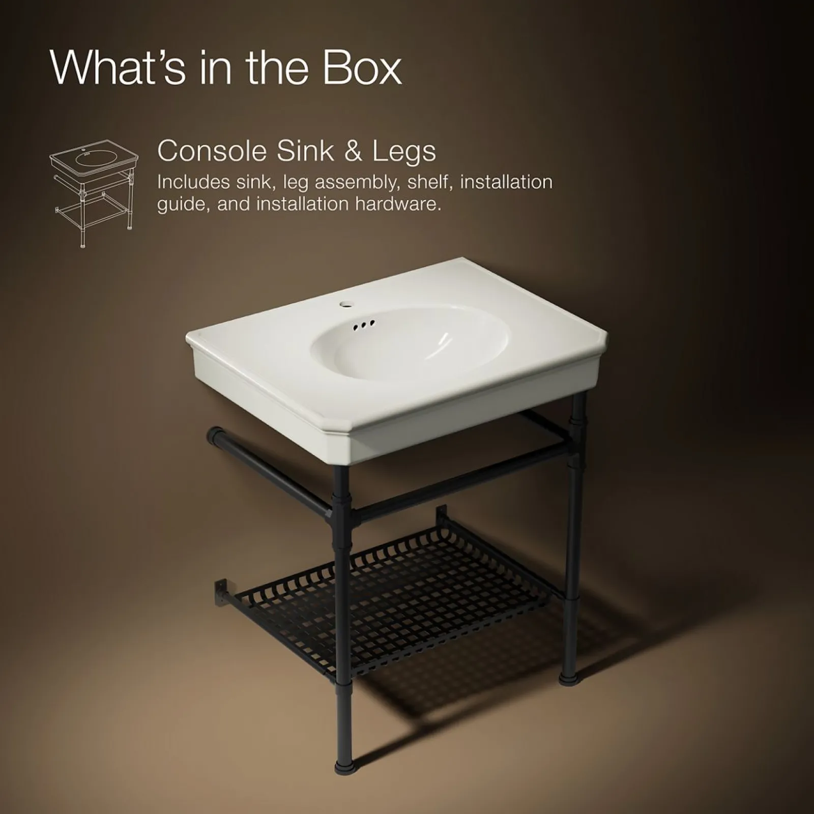 30" rectangular console table bathroom sink^Kohler Best
