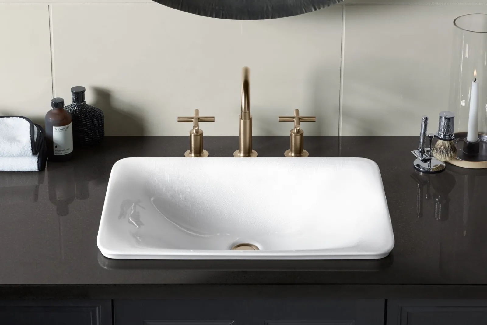 21" rectangular drop-in bathroom sink, no overflow^Kohler