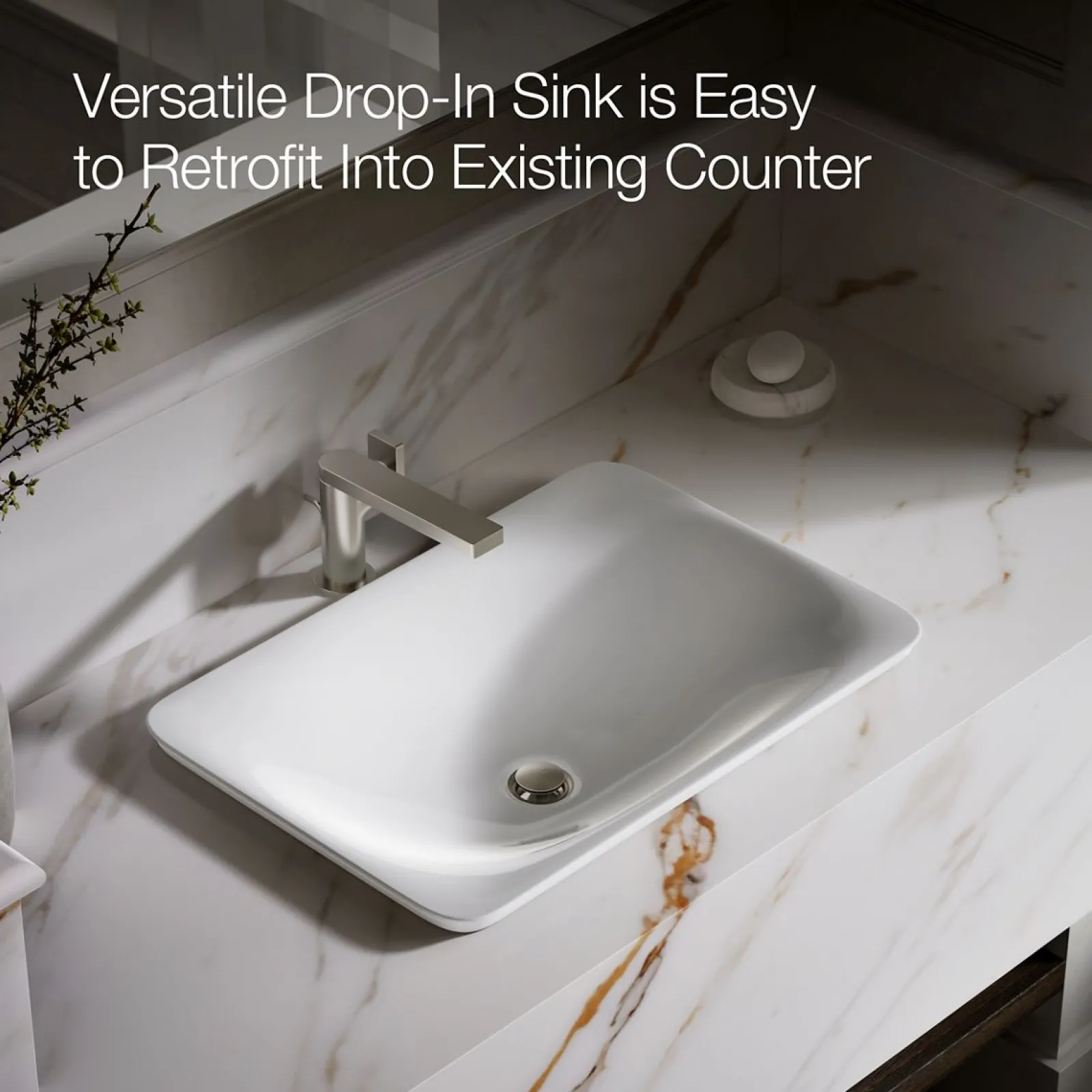 21-1/4" rectangular drop-in bathroom sink, no overflow^Kohler