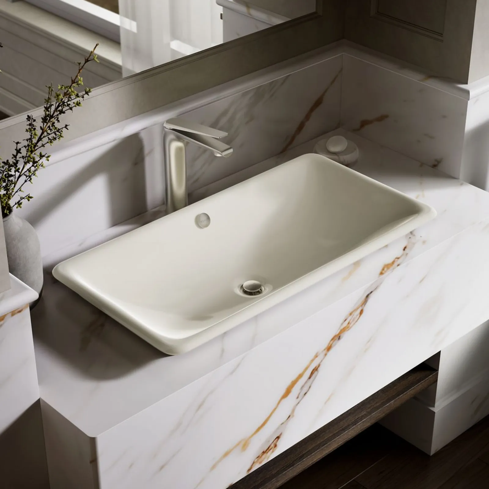 30" rectangular drop-in/undermount/vessel bathroom sink with painted underside^Kohler