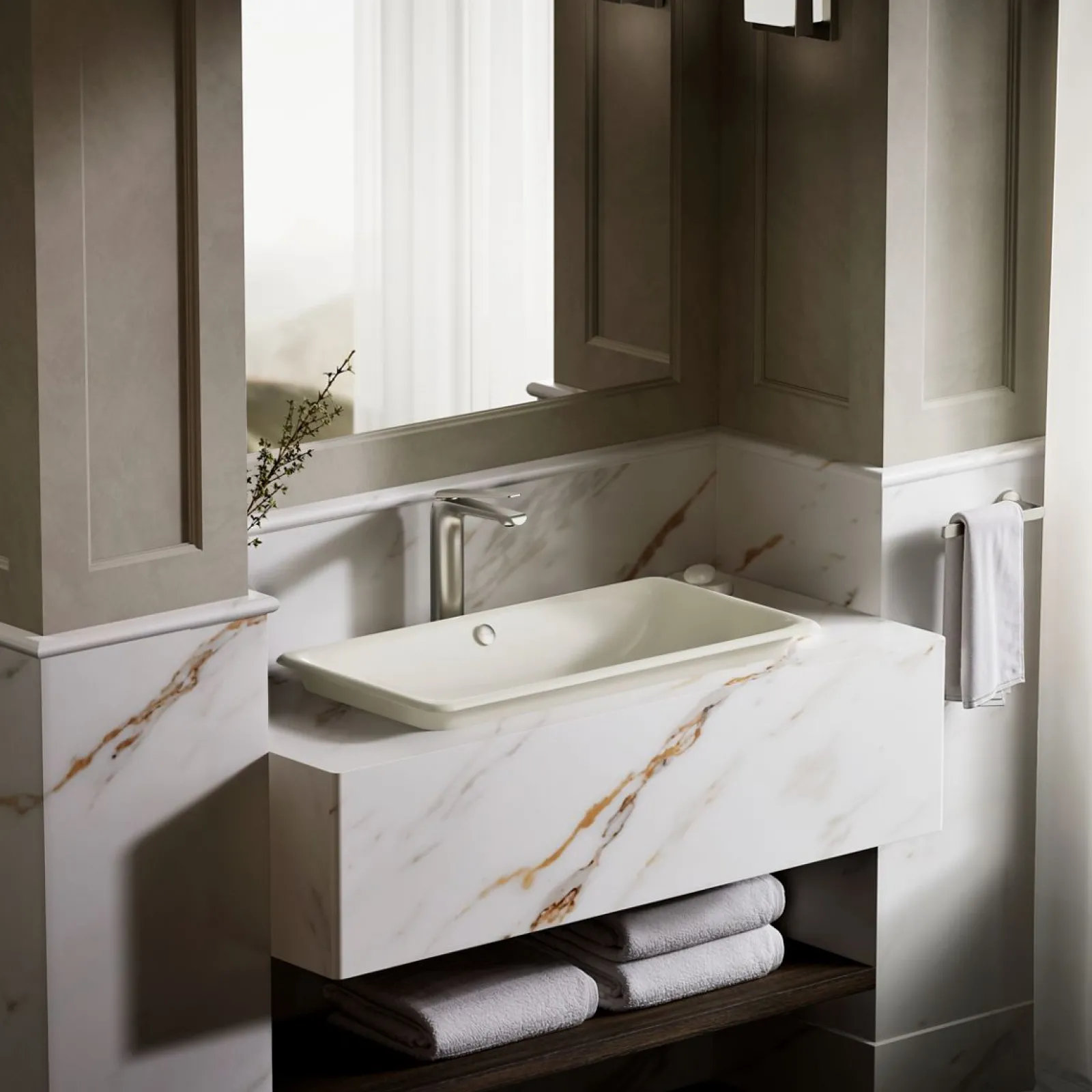 30" rectangular drop-in/undermount/vessel bathroom sink with painted underside^Kohler