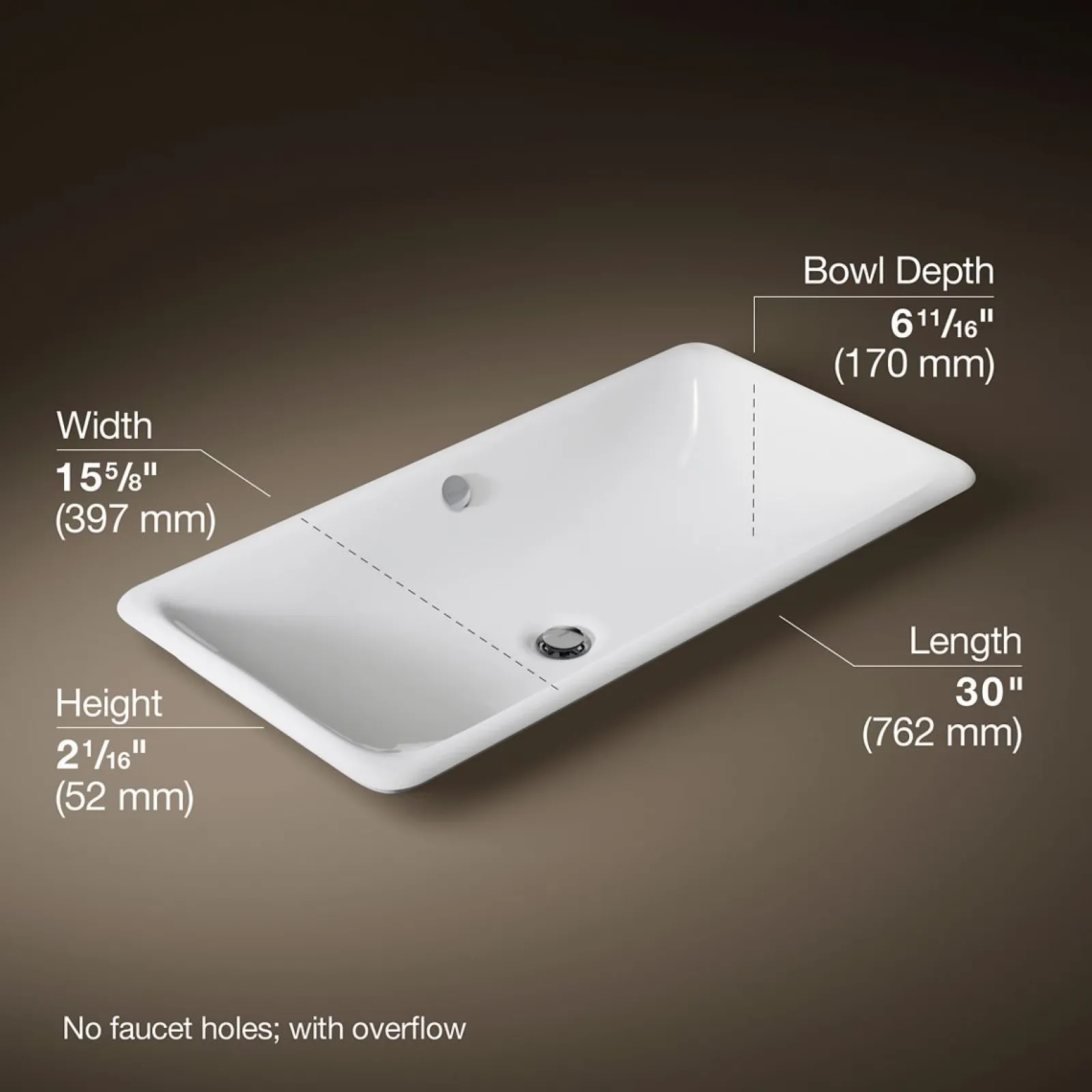 30" rectangular drop-in/undermount/vessel bathroom sink with painted underside^Kohler Sale