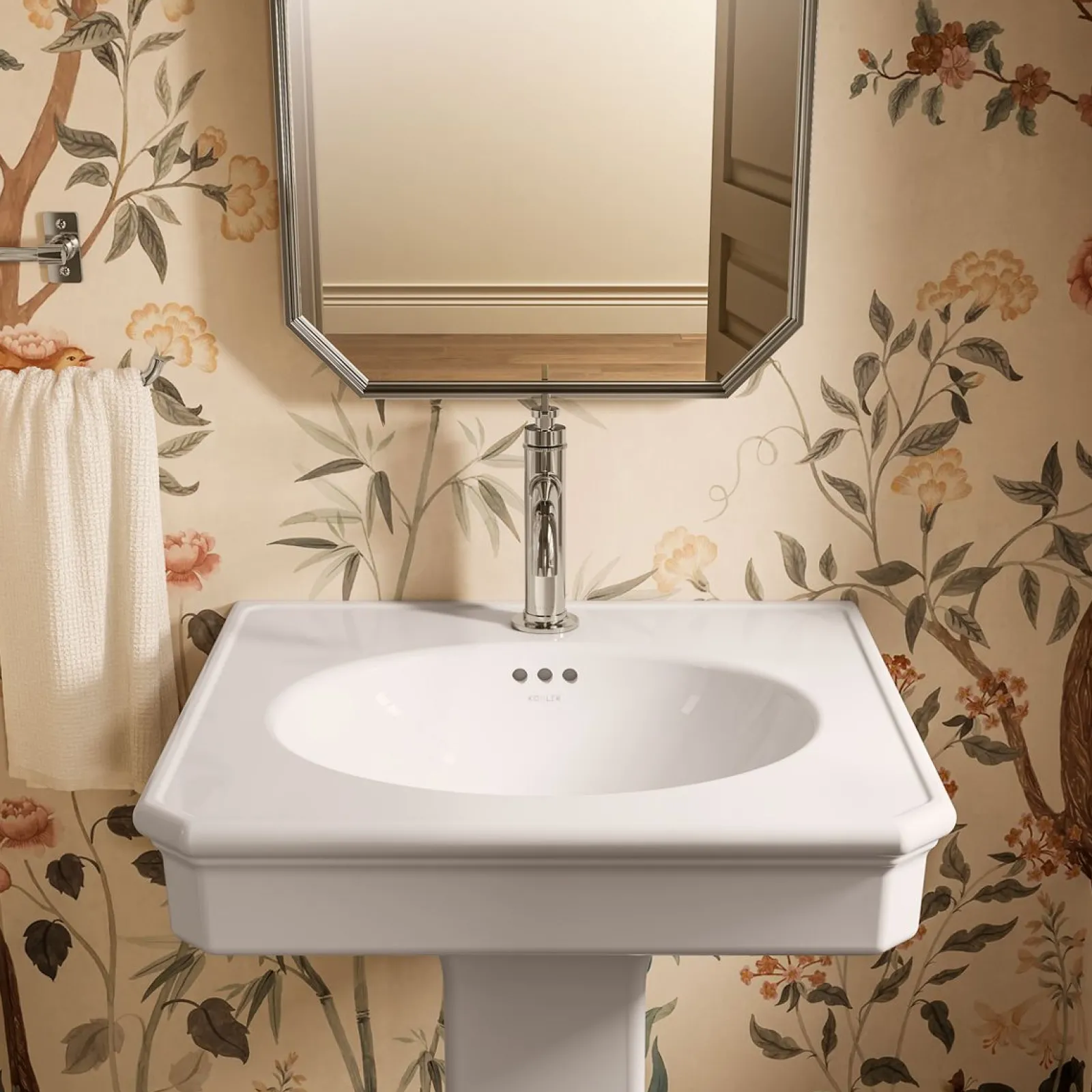 24" rectangular pedestal bathroom sink^Kohler