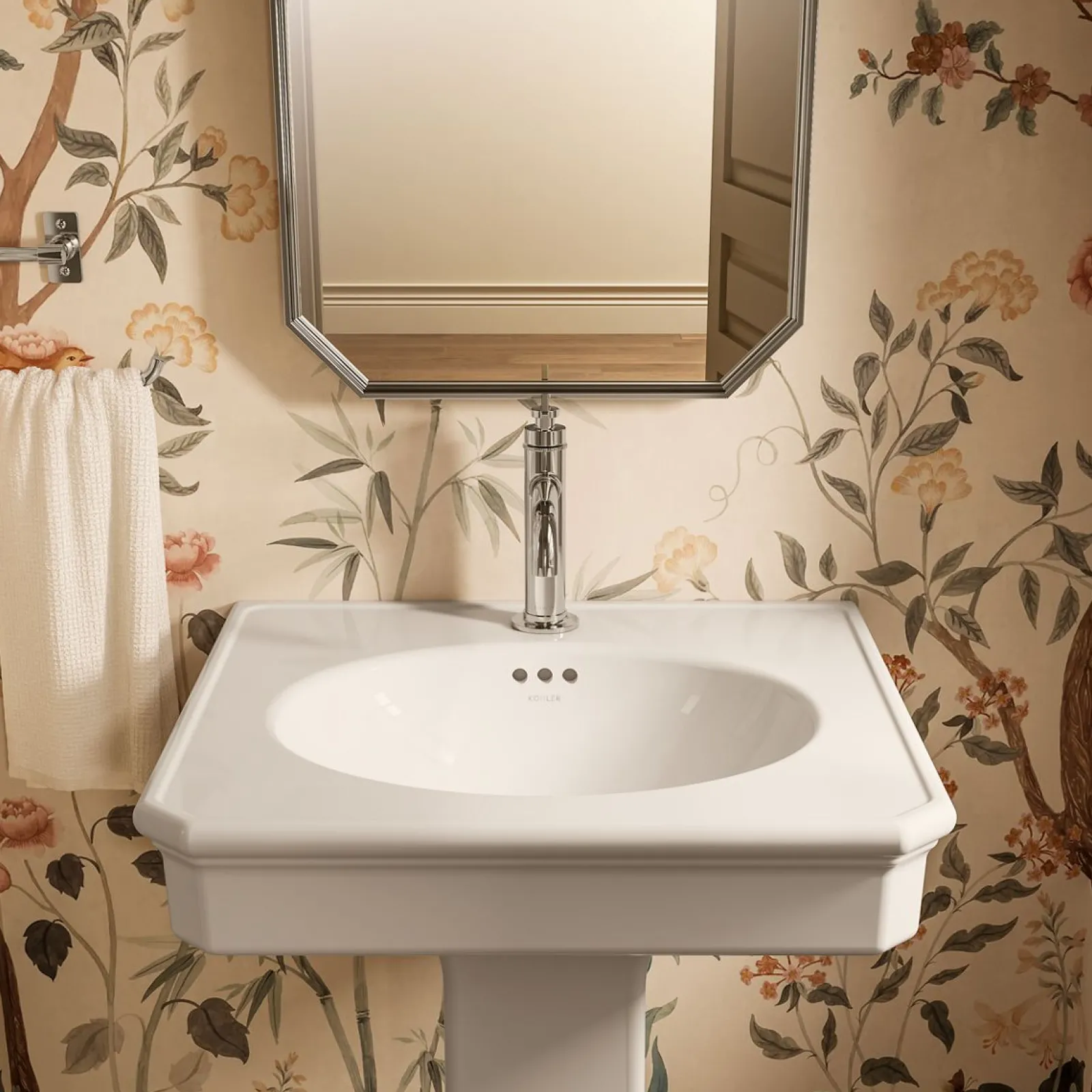 24" rectangular pedestal bathroom sink^Kohler