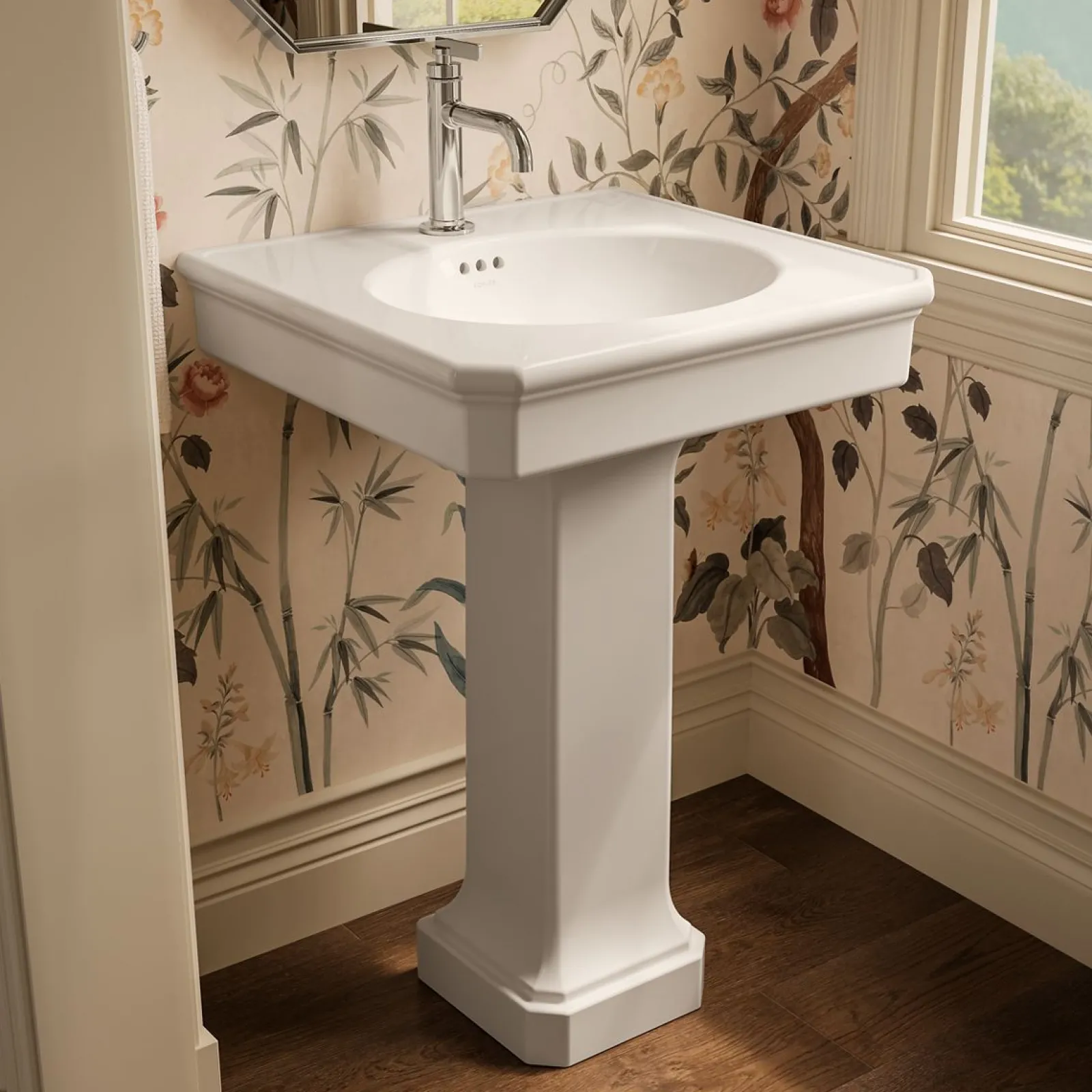 24" rectangular pedestal bathroom sink^Kohler