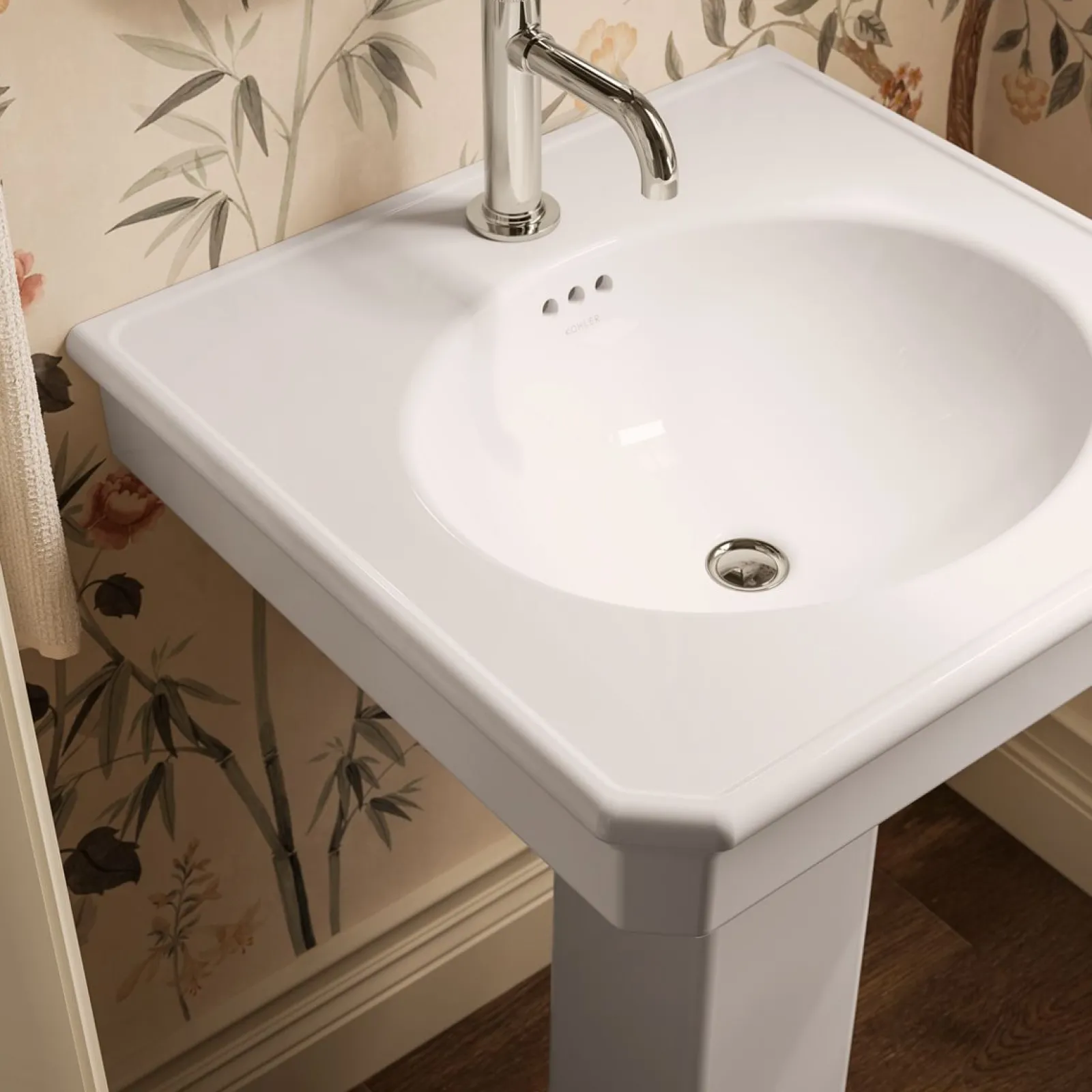 24" rectangular pedestal bathroom sink^Kohler