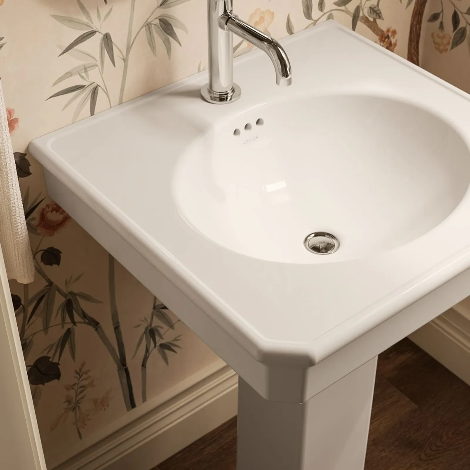 24" rectangular pedestal bathroom sink^Kohler