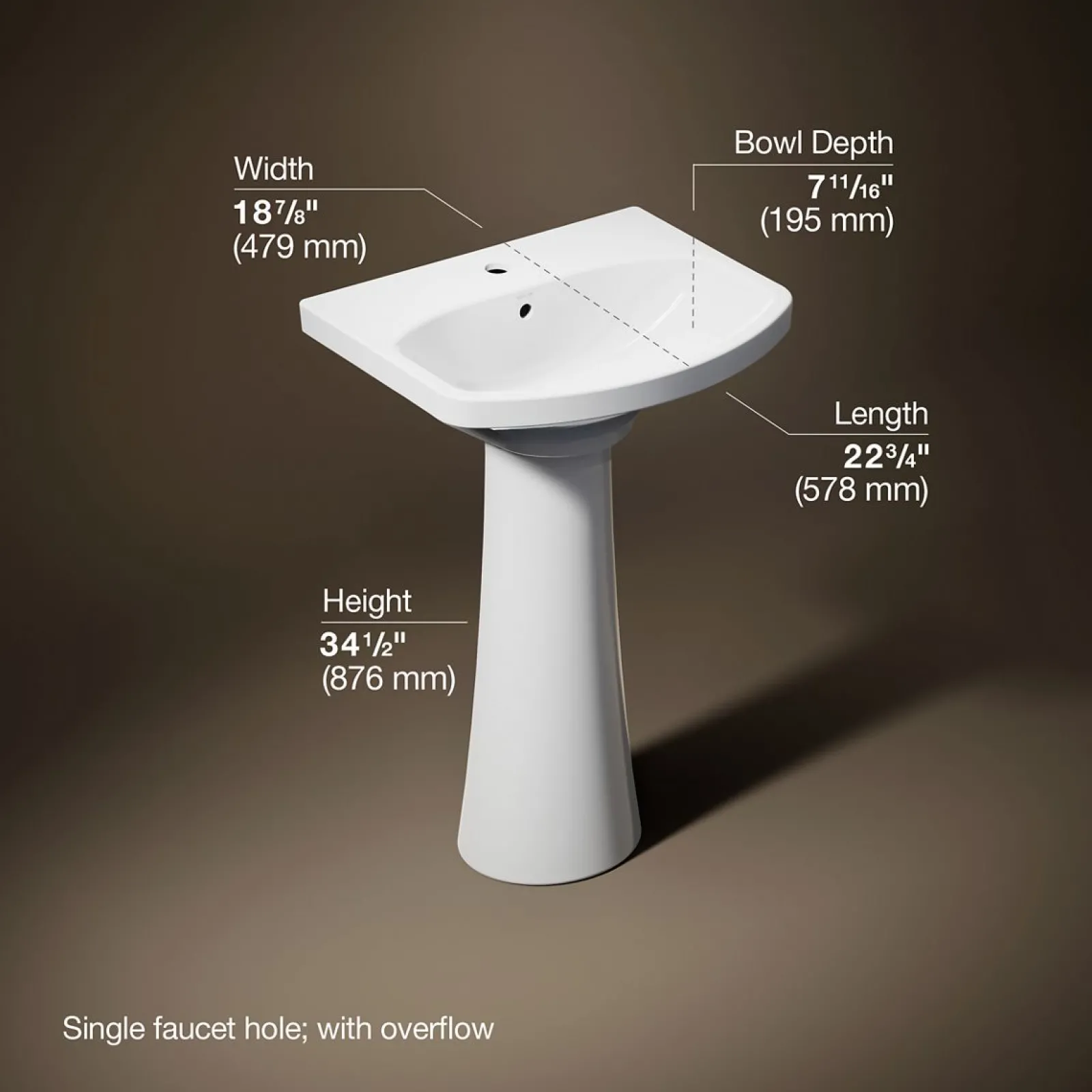 22-3/4" rectangular pedestal bathroom sink^Kohler New