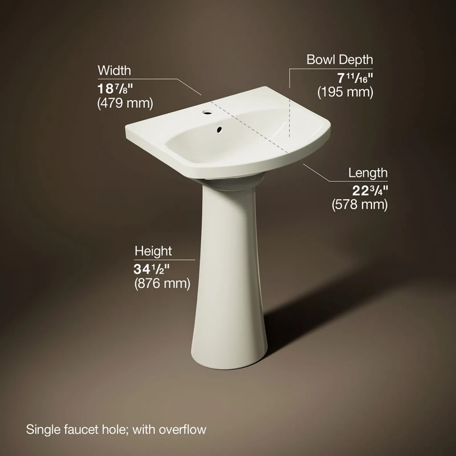 22-3/4" rectangular pedestal bathroom sink^Kohler New