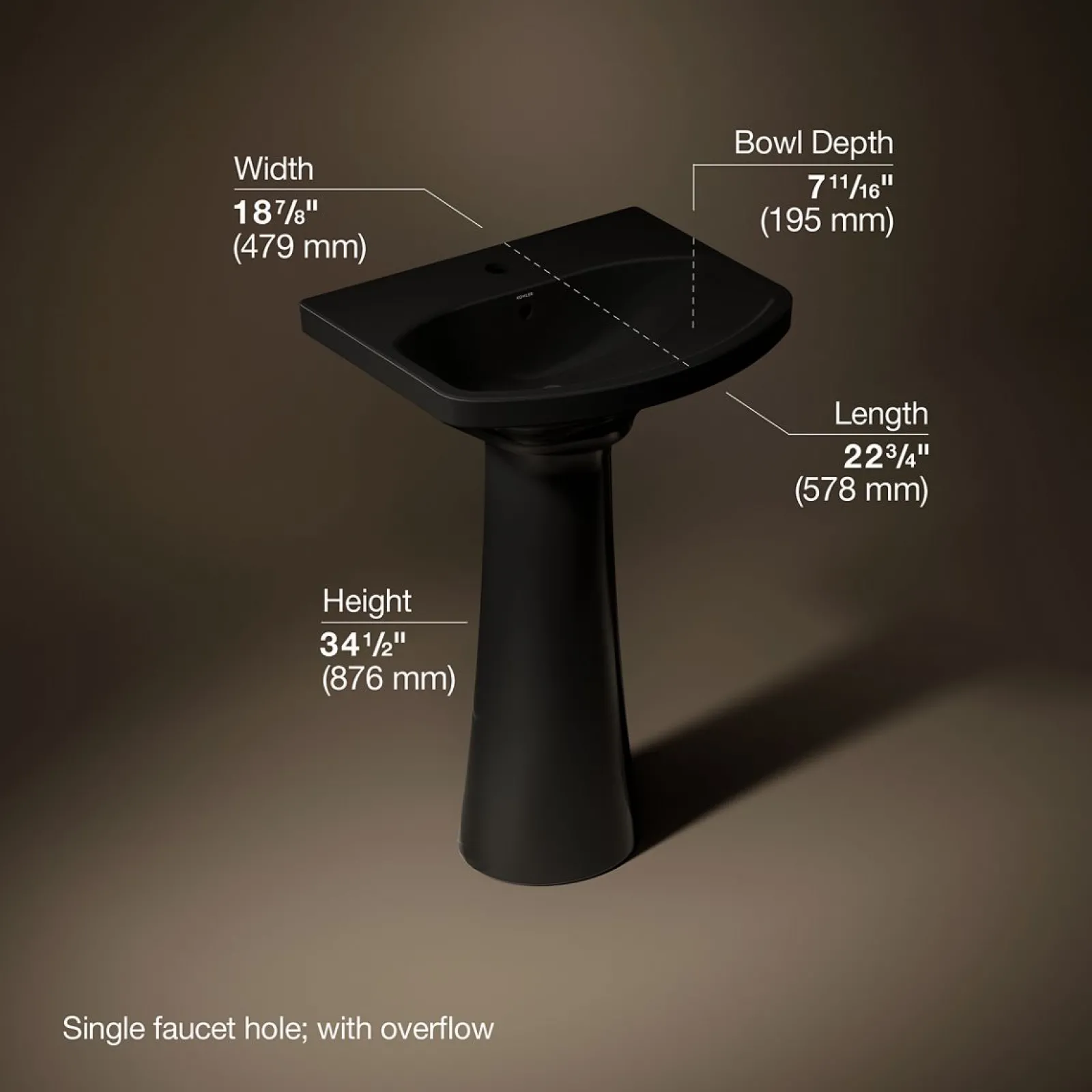22-3/4" rectangular pedestal bathroom sink^Kohler New