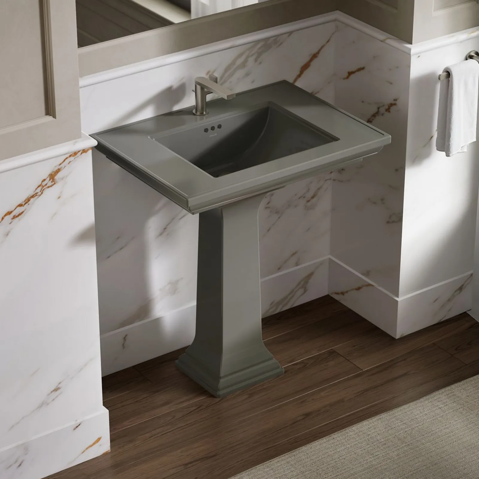 30-3/4" rectangular pedestal bathroom sink^Kohler Hot