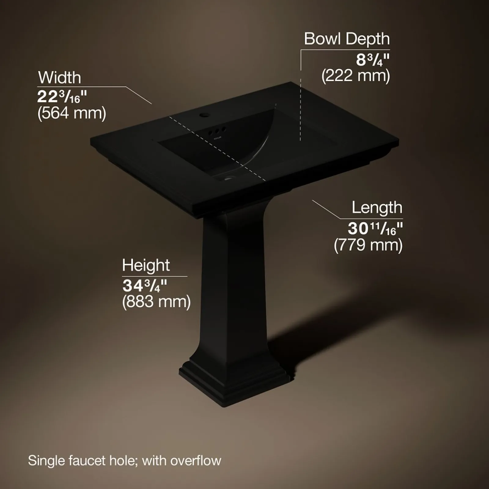 30-3/4" rectangular pedestal bathroom sink^Kohler Hot