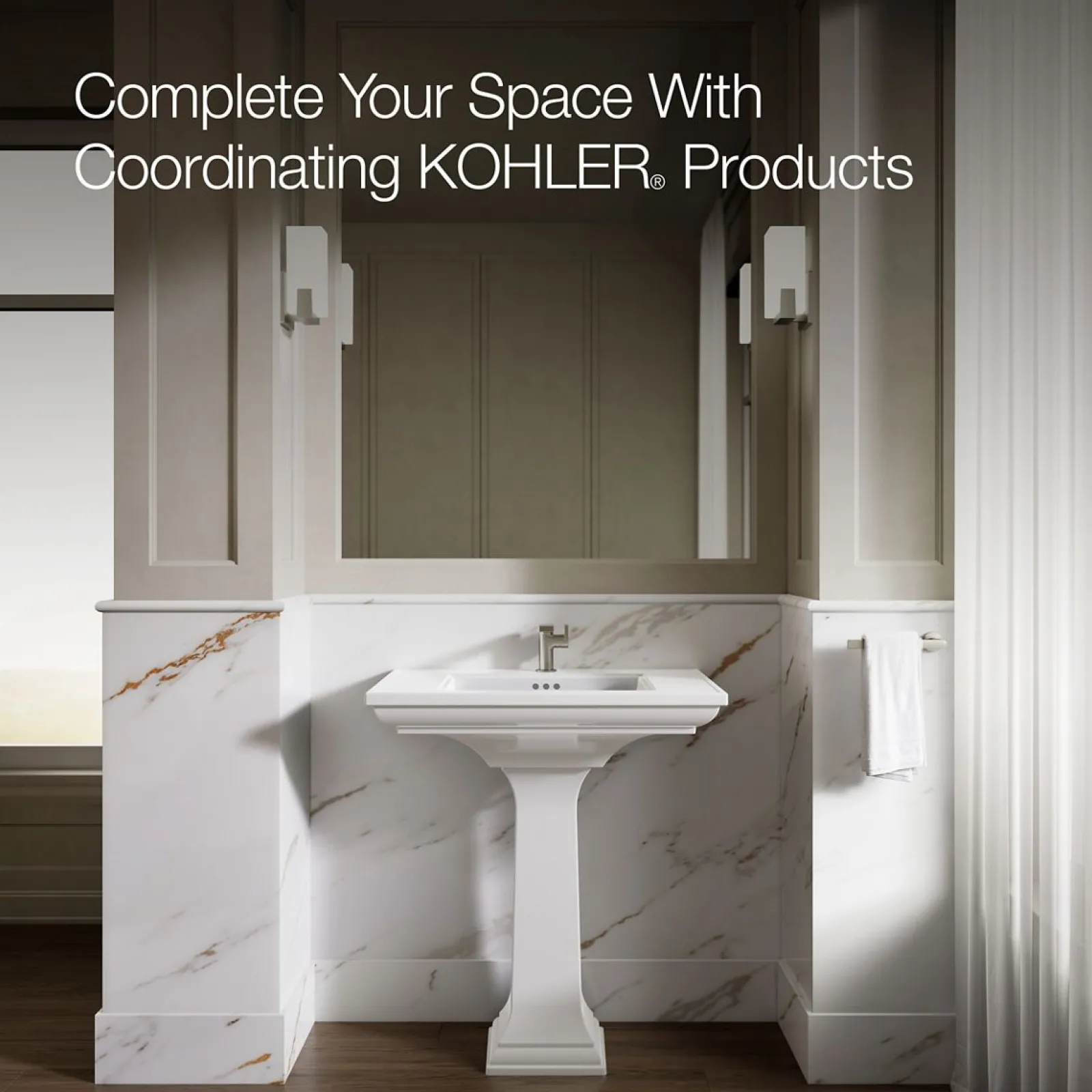 30-3/4" rectangular pedestal bathroom sink^Kohler Hot