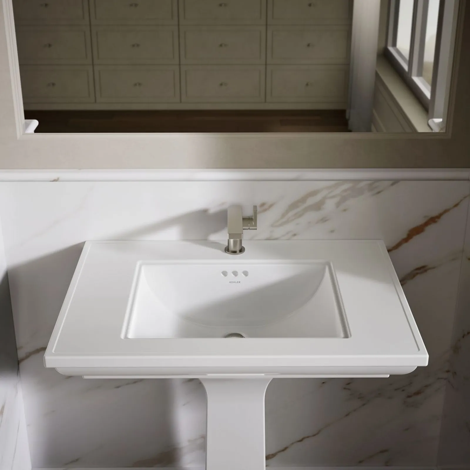 30-3/4" rectangular pedestal bathroom sink^Kohler Hot