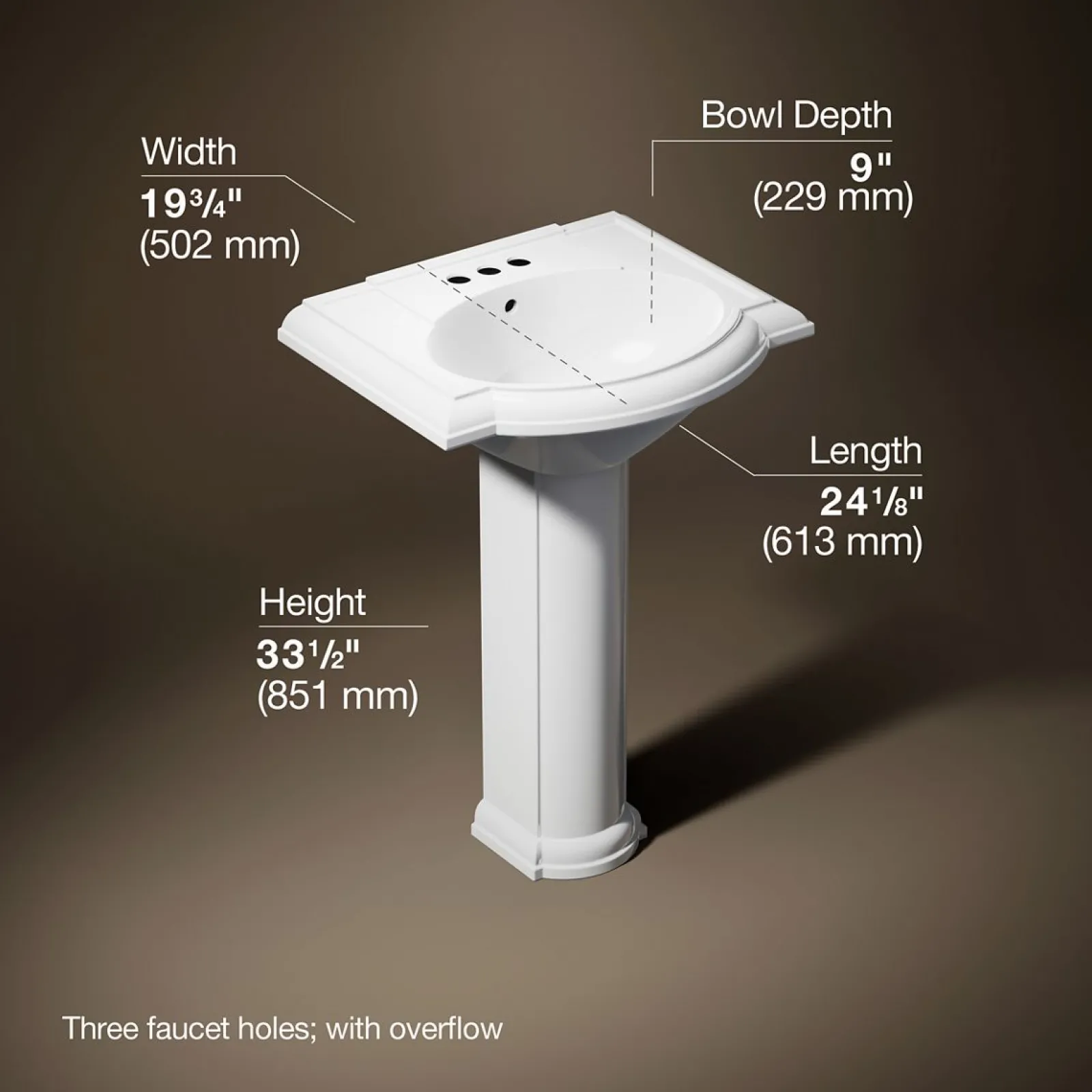 24-1/4" rectangular pedestal bathroom sink^Kohler Discount