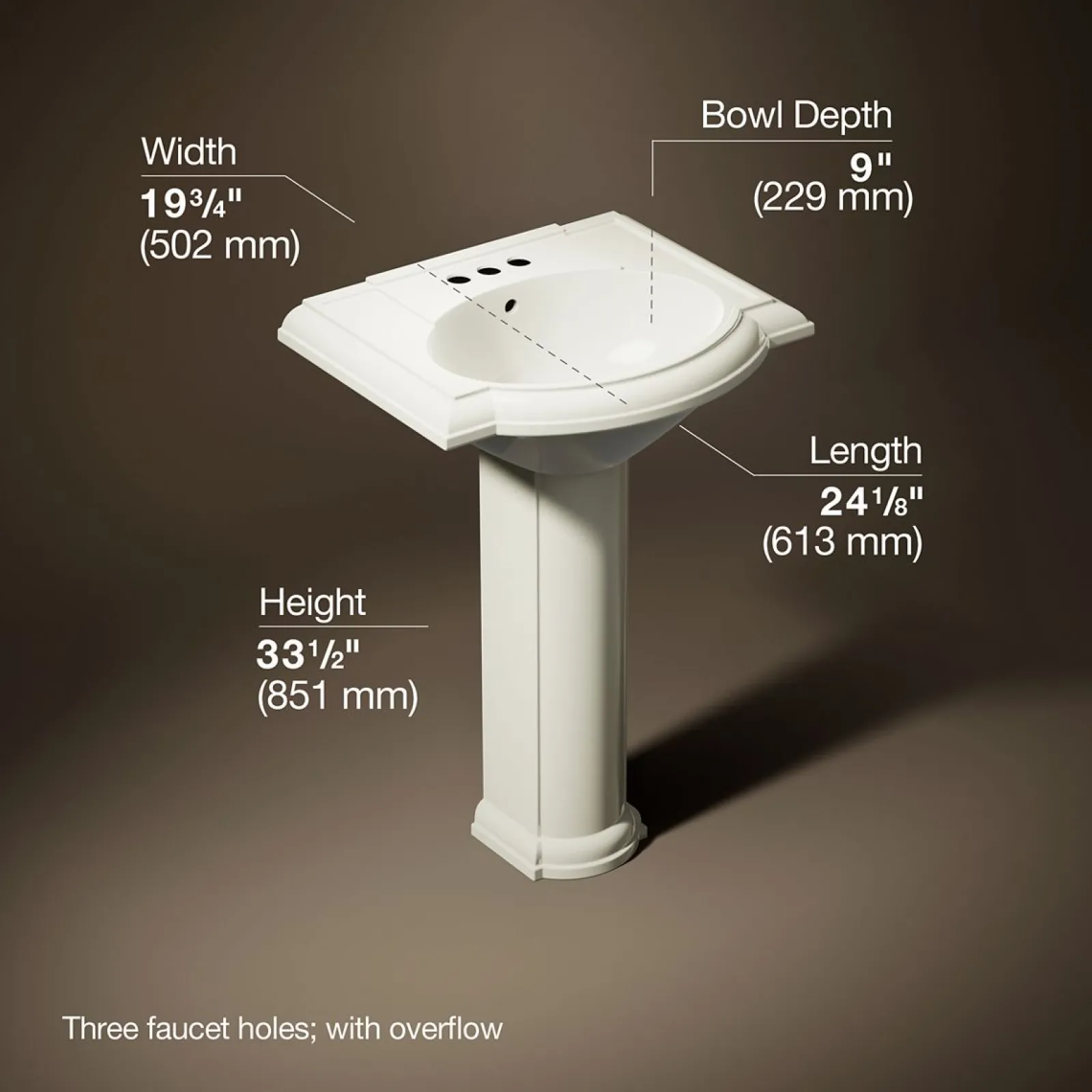 24-1/4" rectangular pedestal bathroom sink^Kohler Discount