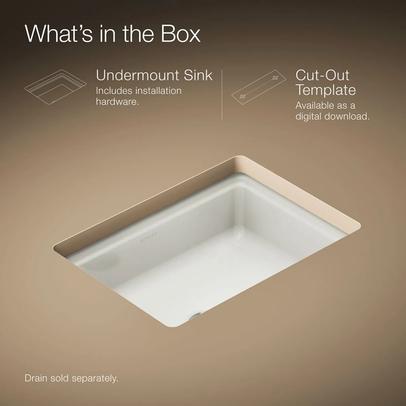 16-9/16" rectangular undermount bathroom sink^Kohler Hot